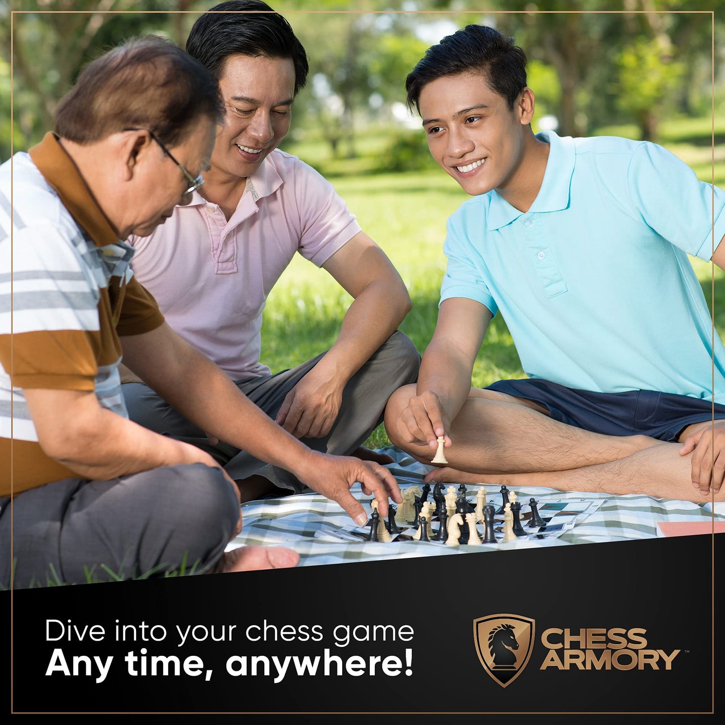 Chess Armory Large Chess Set 20" Weighted Tournament Set with Canvas Carrying Bag - Vinyl Roll Up Chess Board, Weighted Chess Pieces - 3.75 Inch King
