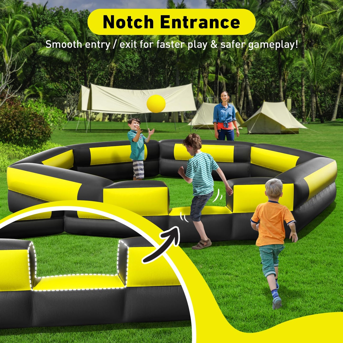 Inflatable Gaga Ball Pit 15FT, Portable Gaga Ball Pit Kit