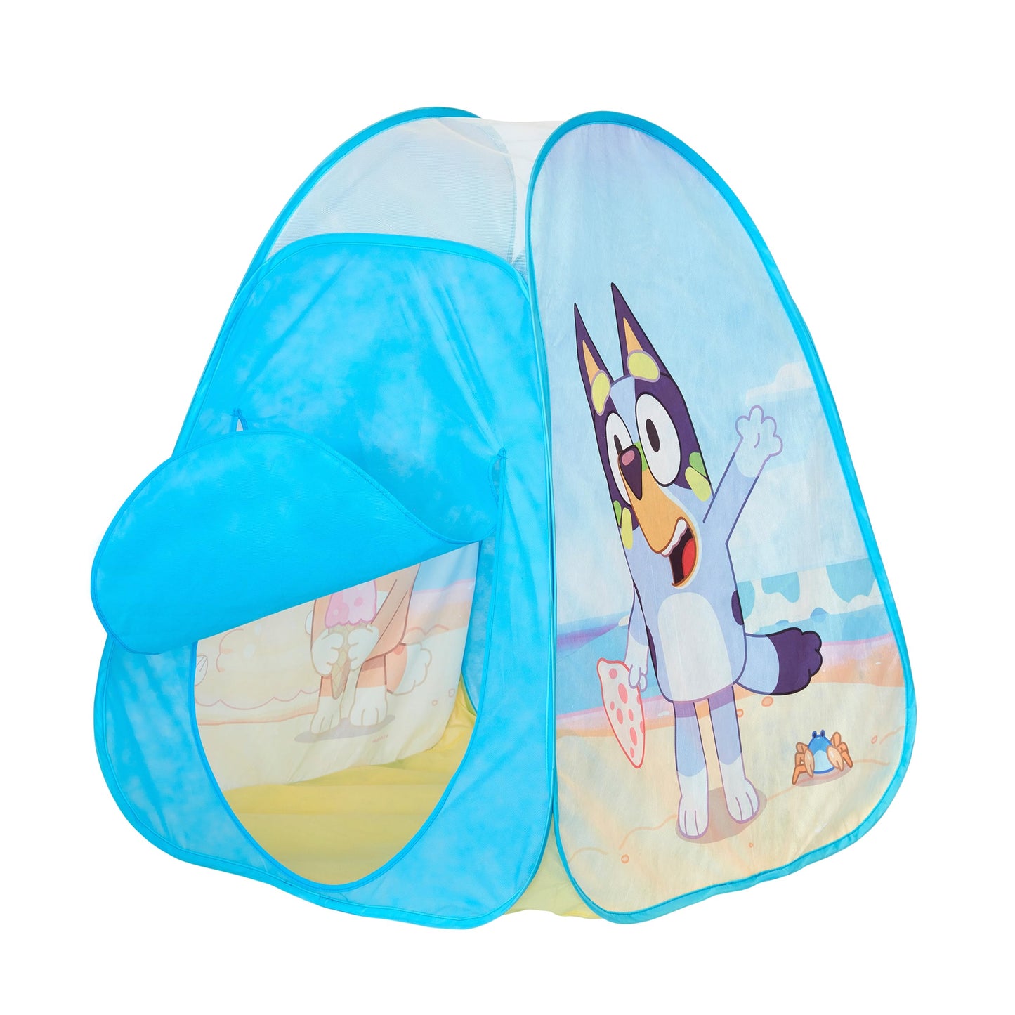 Bluey Pop N Fun Play Tent, 4-Sided Foldable Playhouse with Door, Indoor/Outdoor Play, No Assembly, Toddler Pop Up Tent for Ages 2+