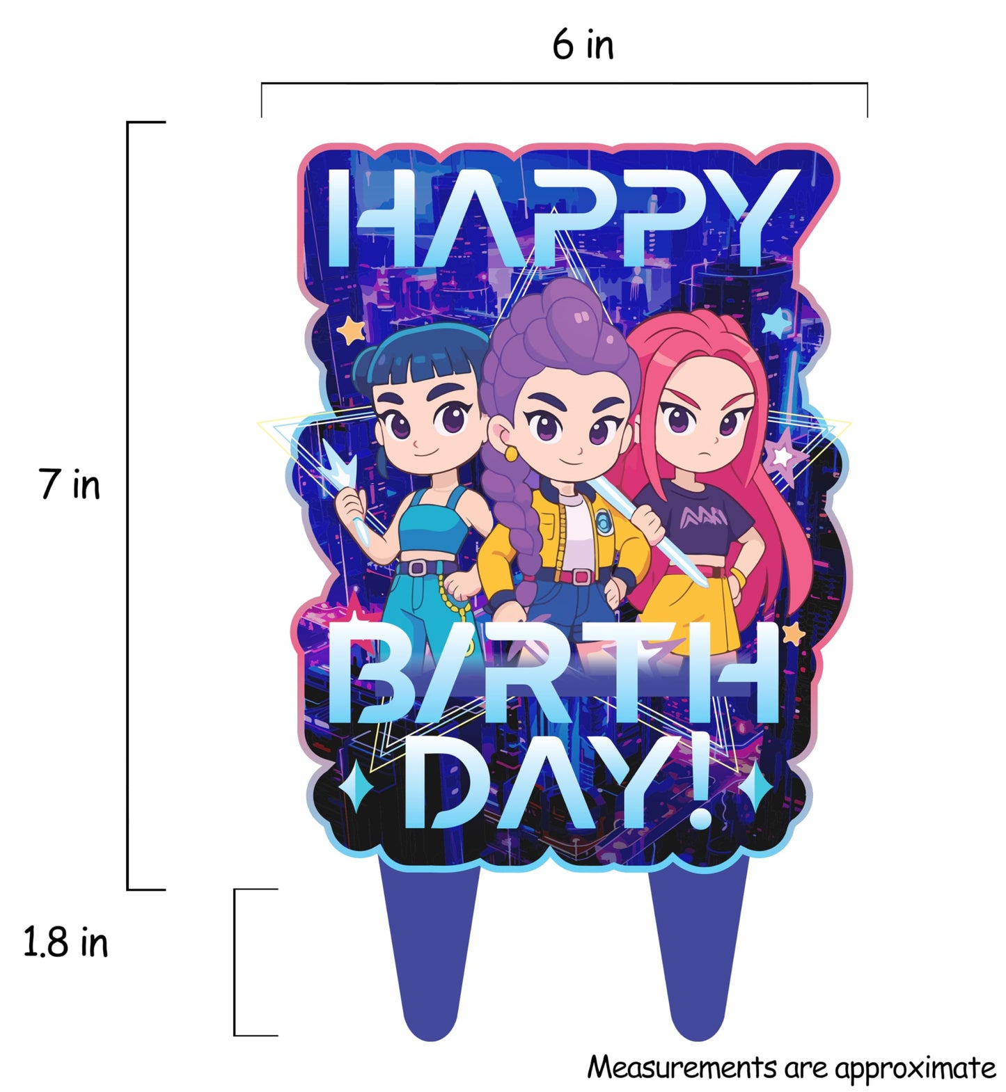 K-pop Anime Cake Topper Kids Girls Birthday Party Decor
