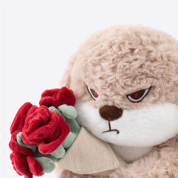 11.4" Adorable Bunny Plush Stuffed Animal - Hugging Rose Bouquet, Ultra-Soft Cuddly Toy, for Girls, Kids, Valentine's Day (Brown/Red)-A Surprise That