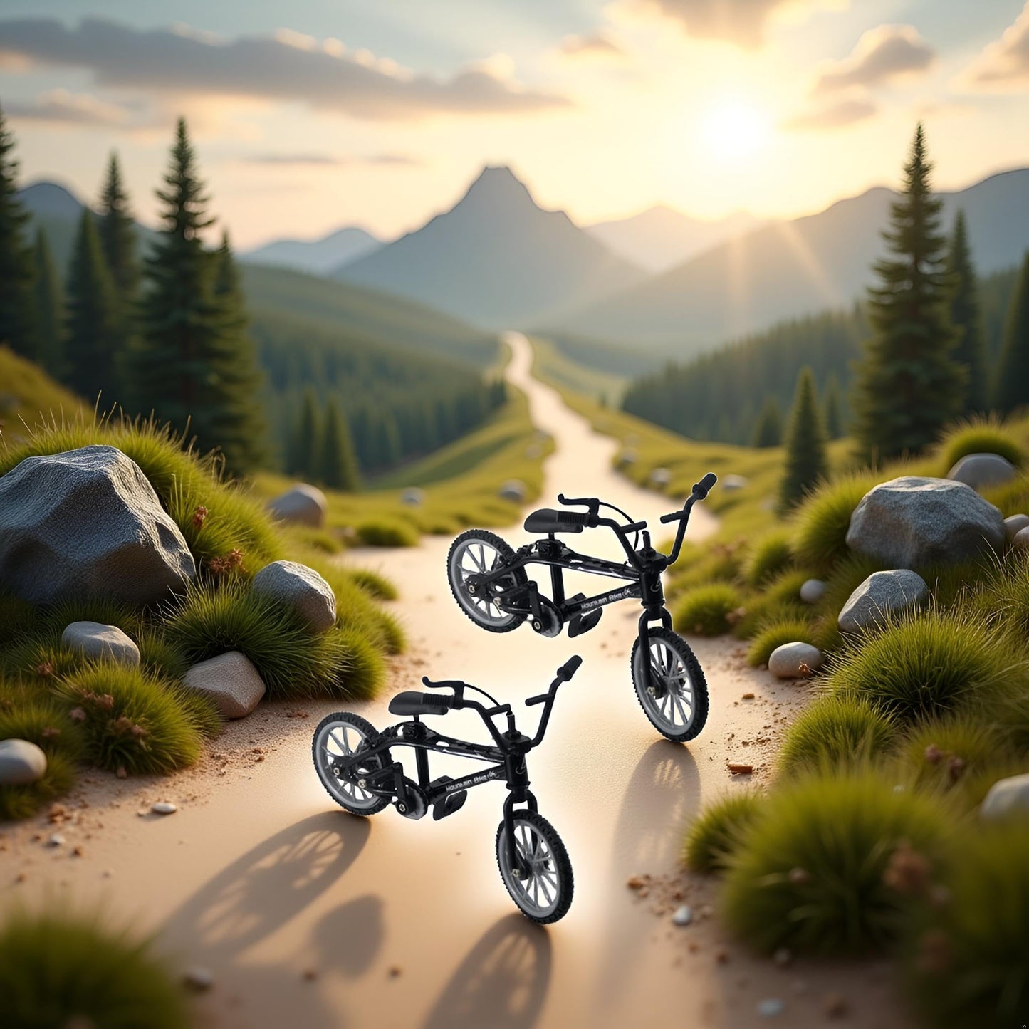 Wentoenapp 2Pcs Black 1/18 Diecast Bike Action Figure Toy, Mini Finger Mountain Bike Bicycle Art Crafts Desktop Decor Finger Bikes