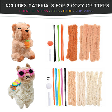 WeVeel Cozy Craftworks Chenille Stem Craft Kit for Adults - Capybara and Llama - Relaxing DIY Arts & Crafts Kit with All Supplies