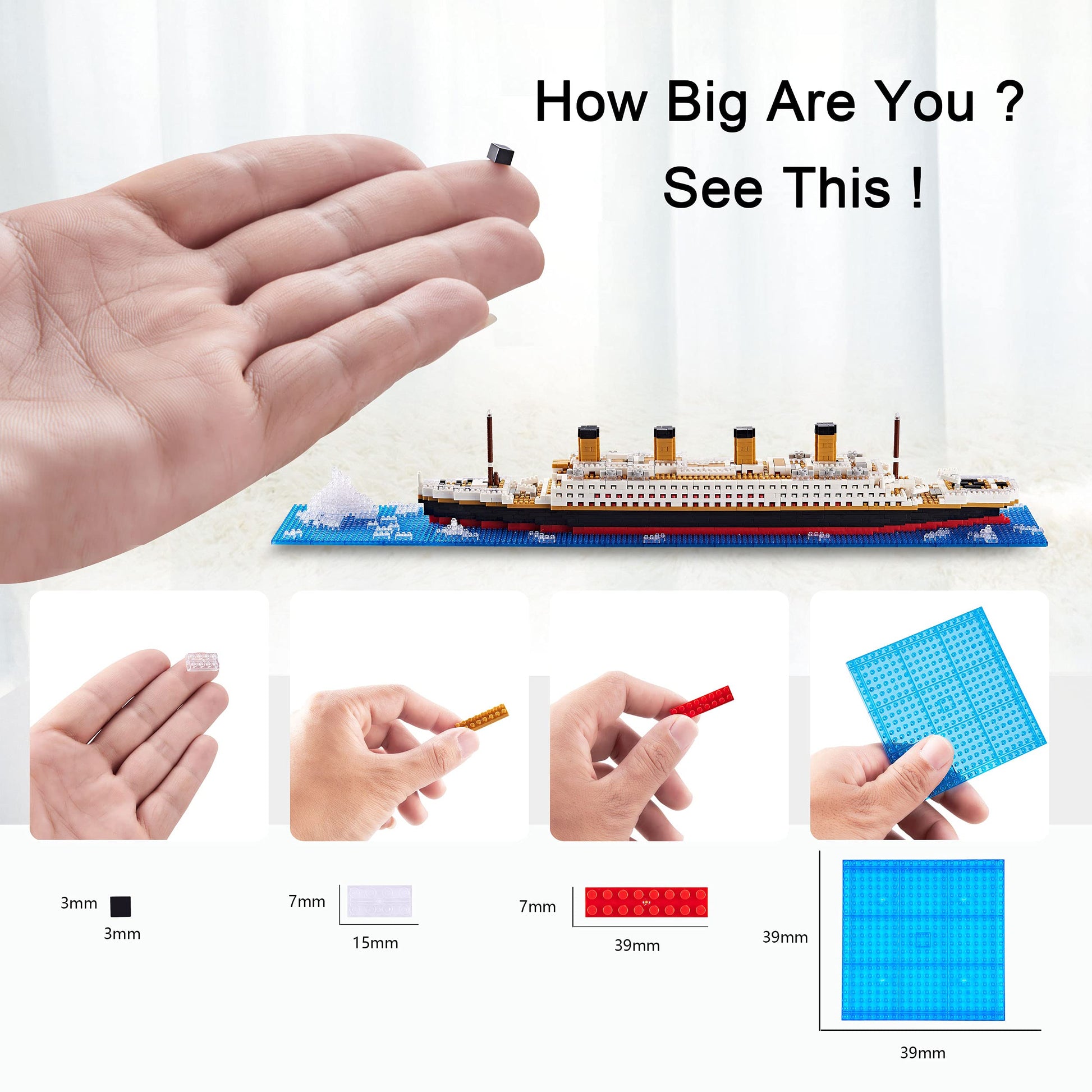 LUKHANG World Famous Titanic Micro Building Block Set Cruise Ship Micro Bricks Model Kit for Adults Ages of 14+ - 1872 PCS Great Gift