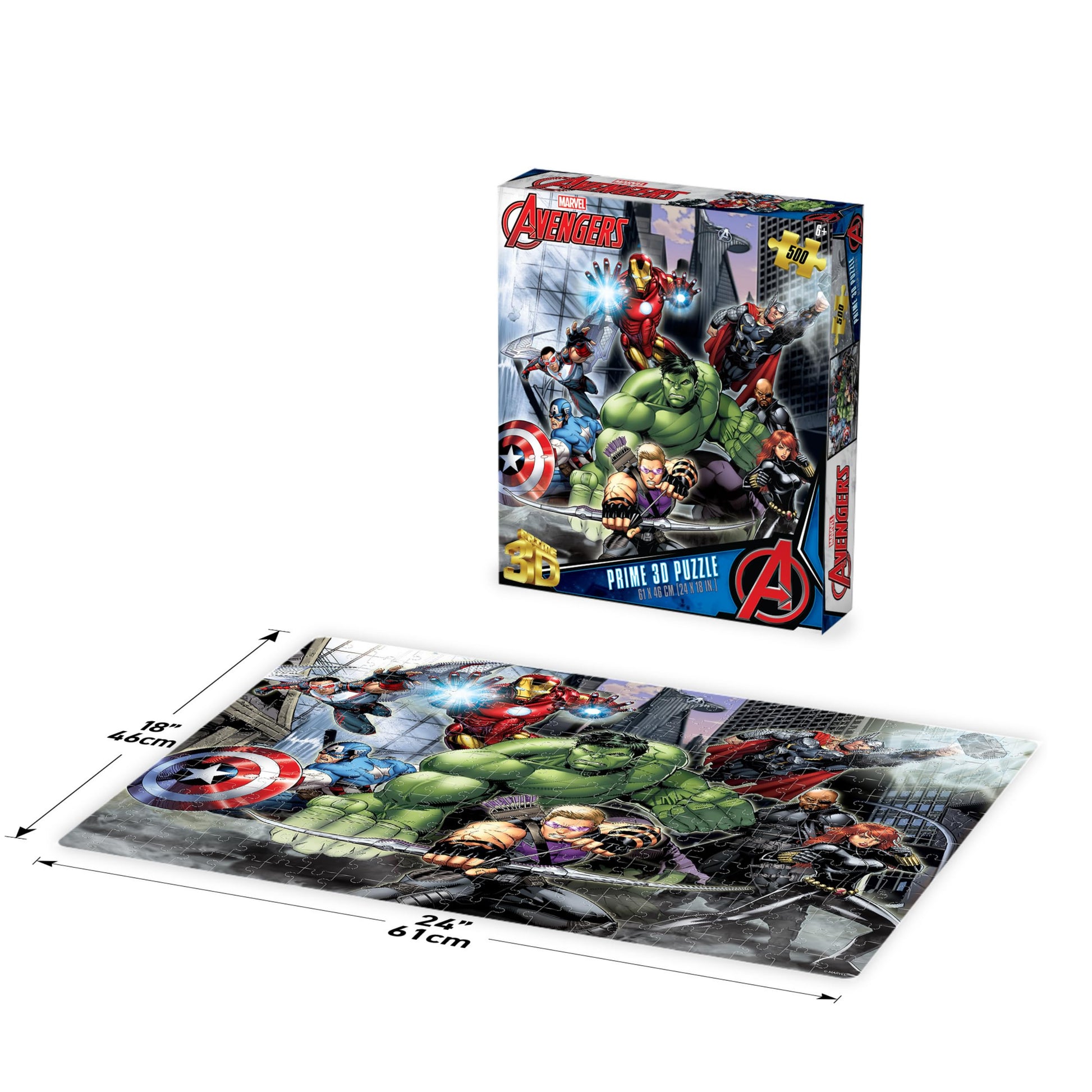 Prime 3D | Marvel | The Avengers Collectible 3D Lenticular Jigsaw Puzzle | 500 Piece | Challenging & Fun | Perfect for Game Nights | 24 x 18