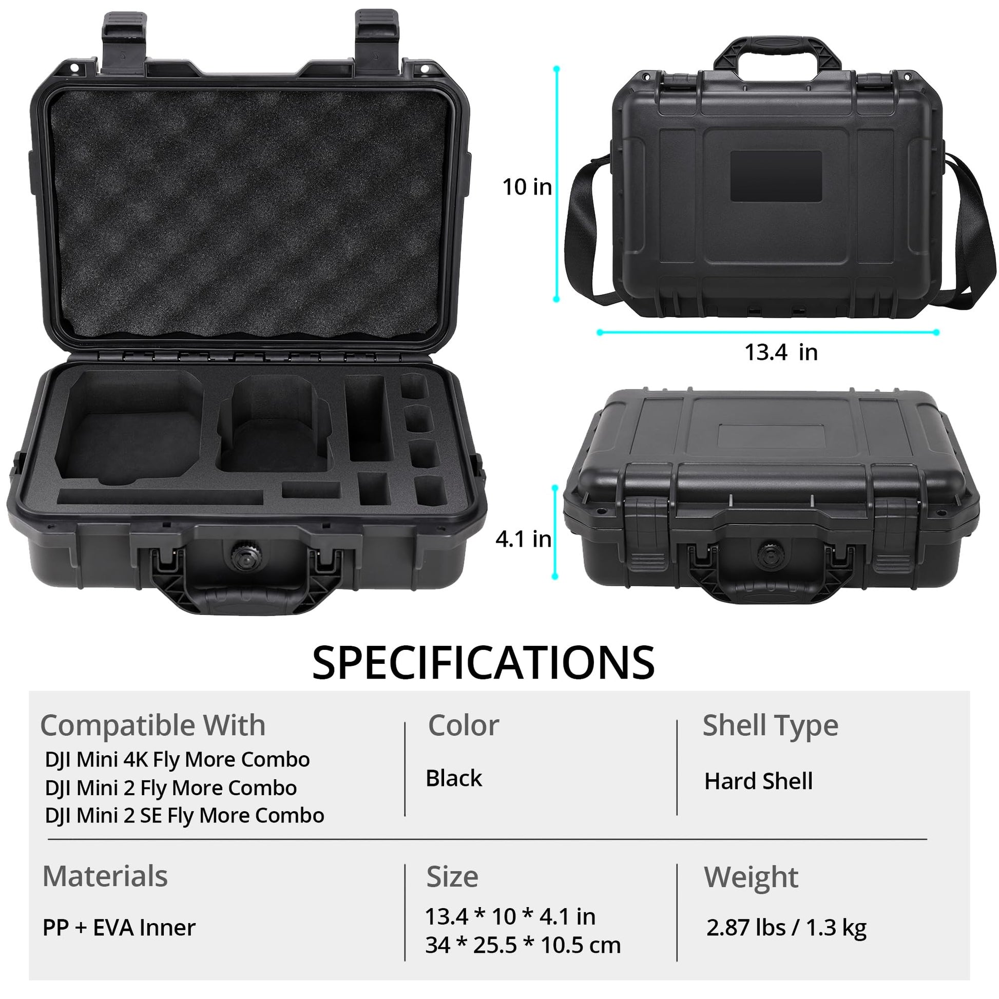 PONYRC Mini 4K Case, IP67 Waterproof Hard Travel Carrying Case for DJI Mini 4K/ 2/2 SE Fly More Combo Drone & Accessories