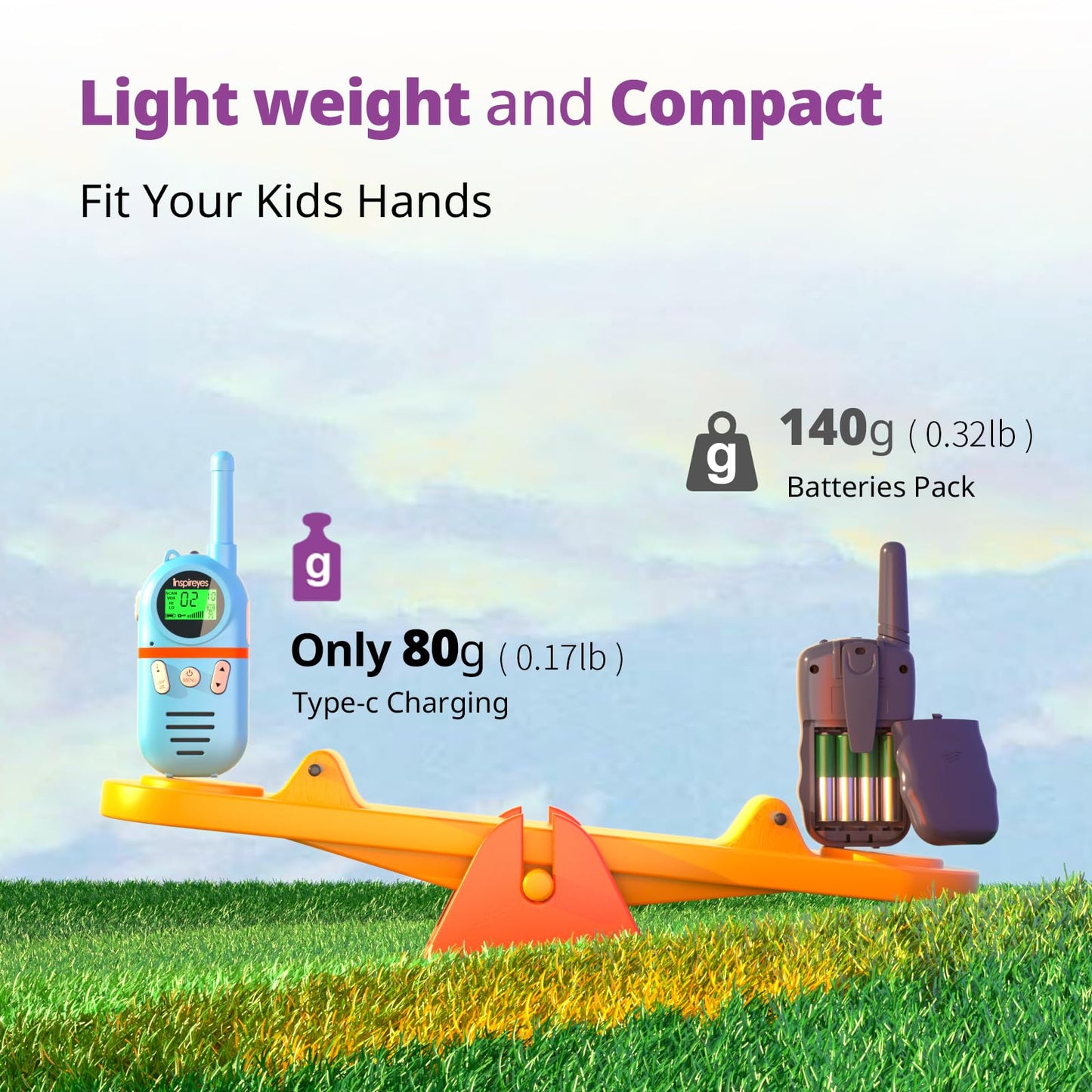 Inspireyes Walkie Talkies for Kids, Rechargeable Long Range 3 Pack, Kids Toys for Boys Girls Ages 3-12, 2 Way Radio Toy, Outdoor Adventure Toys