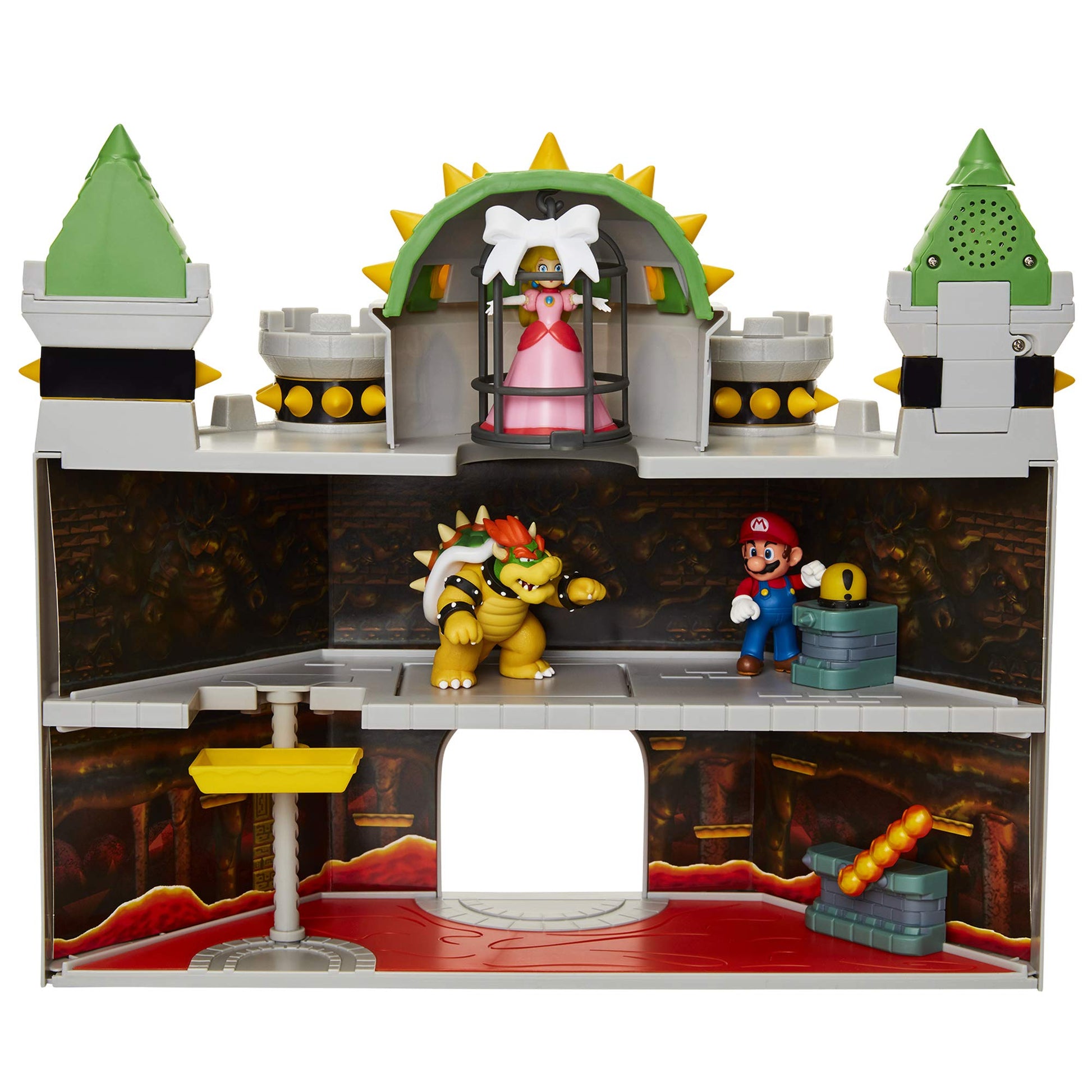 Super Mario Nintendo Deluxe Bowser's Castle Playset with 2.5" Exclusive Articulated Bowser Action Figure, Interactive Play Set with Authentic in-Game