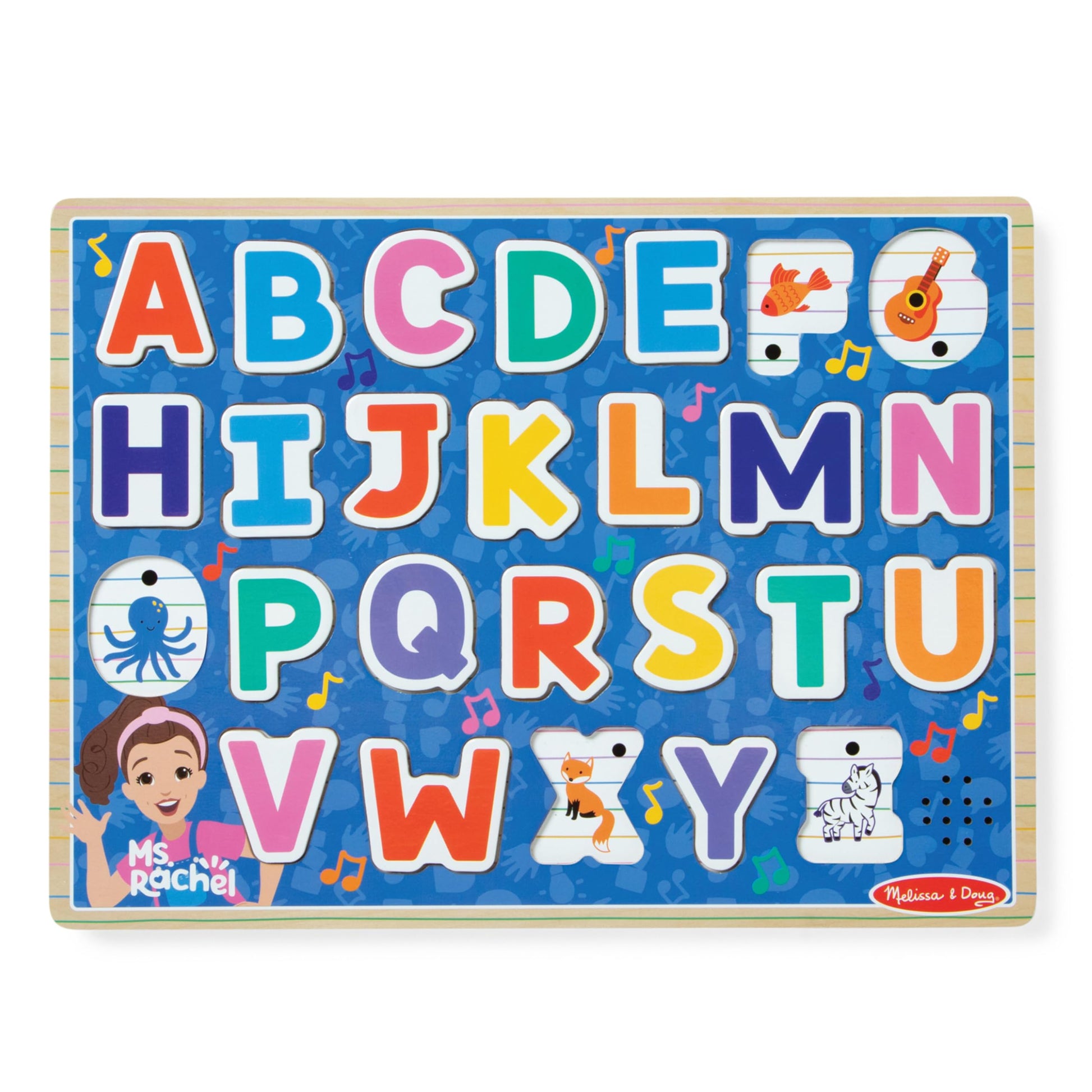 Melissa & Doug® Ms. Rachel™ Wooden Phonics Alphabet Sound Puzzle with Light-Activated Sound Effects, 26-Piece Toddler Toys for Boys and Girls Ages 2+