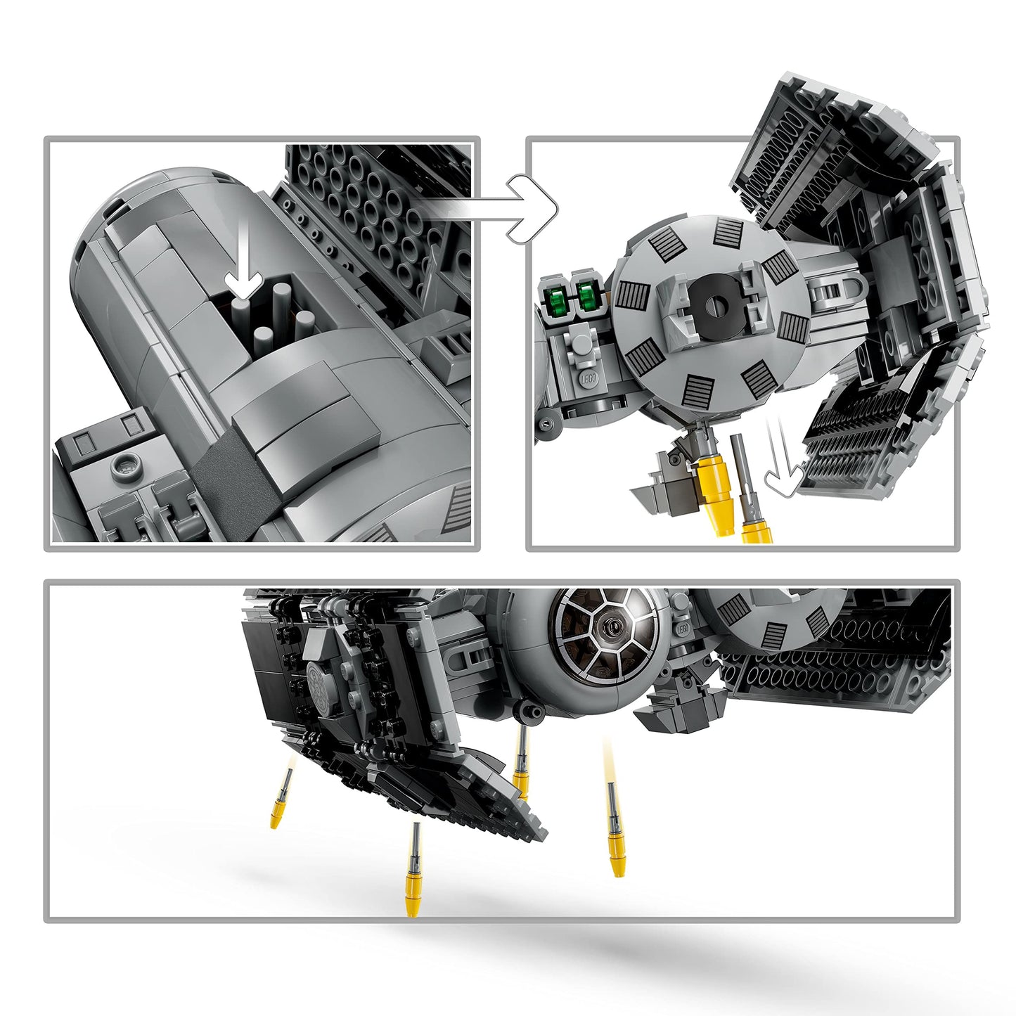 LEGO Star Wars TIE Bomber Model Building Kit, Star Wars Toy Starfighter with Gonk Droid Figure, Darth Vader Minifigure and Lightsaber, Collectible