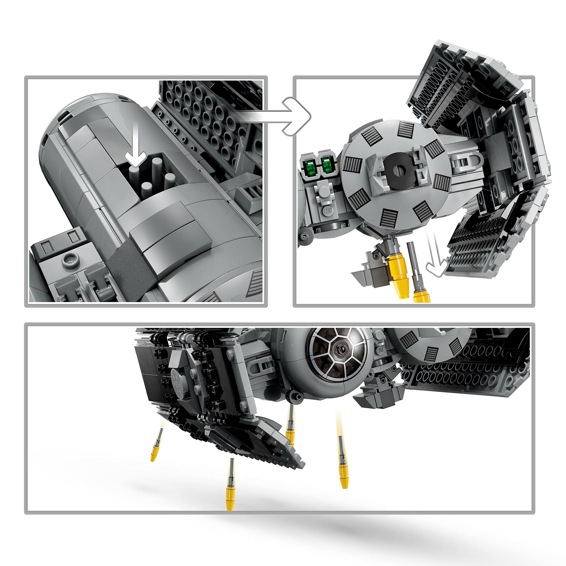 LEGO Star Wars TIE Bomber Model Building Kit, Star Wars Toy Starfighter with Gonk Droid Figure, Darth Vader Minifigure and Lightsaber, Collectible