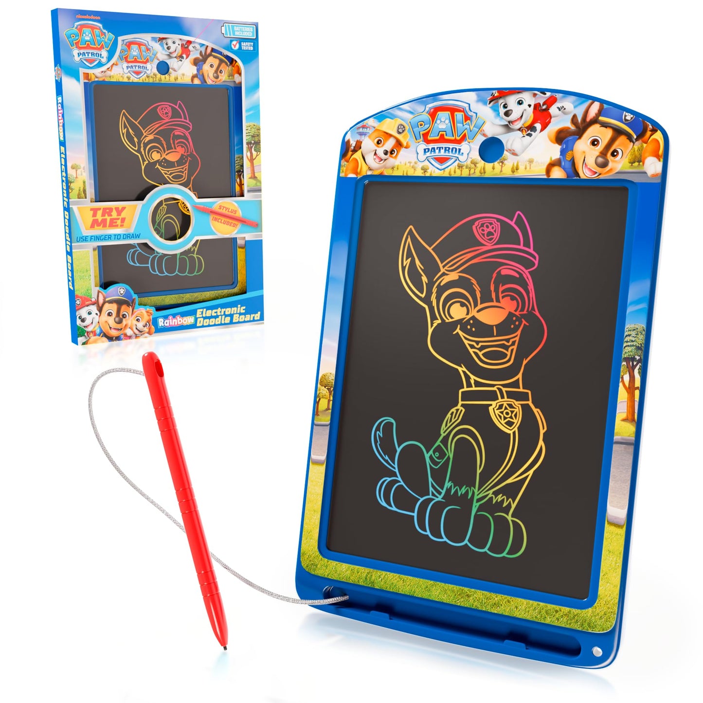 Lollipop - Paw Patrol Rainbow Electronic Doodle Board +3 - Colorful LCD Writing Tablet with Stylus & Push Button, Travel Drawing Pad for Kids