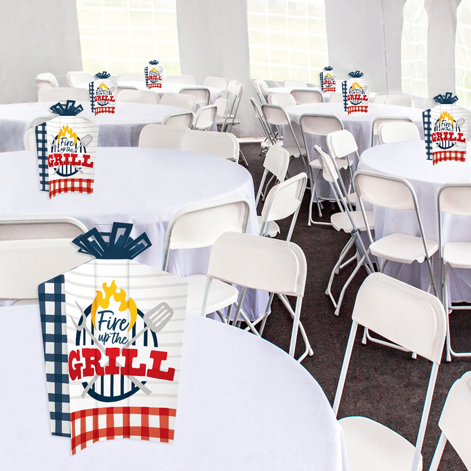 Big Dot of Happiness Fire Up the Grill - Table Decorations - Summer BBQ Picnic Party Fold and Flare Centerpieces - 10 Count