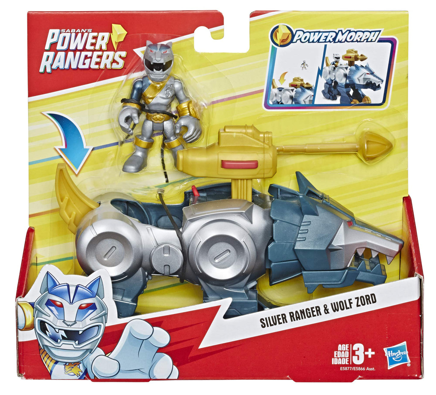 PlaySkool Heroes Power Rangers Silver Ranger & Wolf Zord 2 Pack