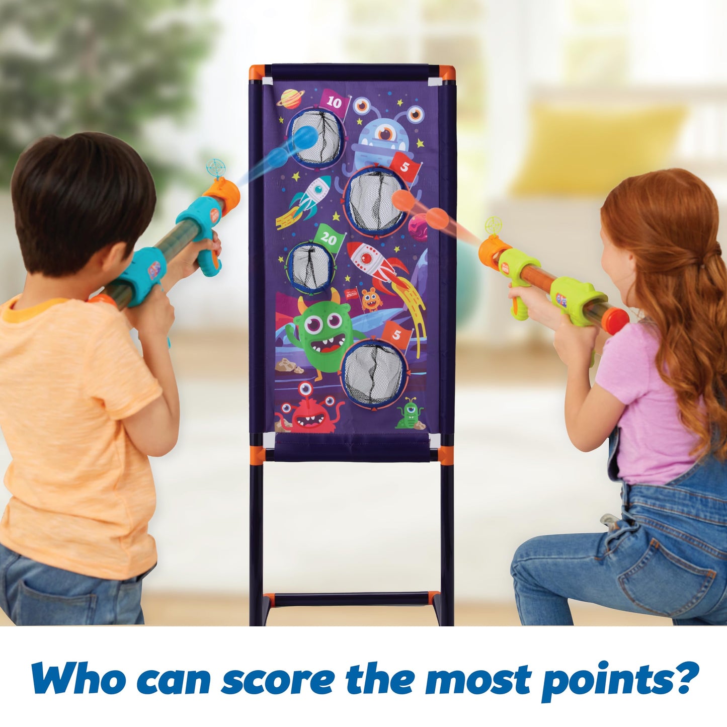 Kidoozie B*Active Double Blaster Alien Challenge - Alien Theme - Includes Standing Target, 2 Foam Ball Blasters & 20 Foam Balls - Ages 6+