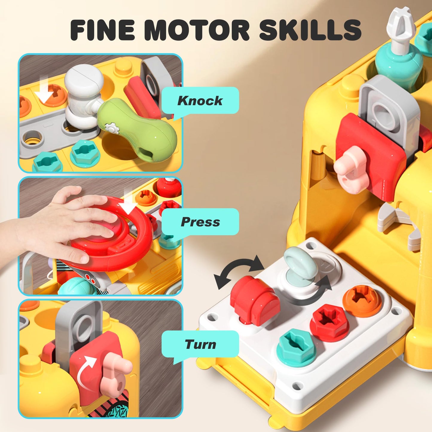 iPlay, iLearn Toddler Busy Bus Toy, Kids Take Apart School Bus W/Tools, Steering Wheel & Gears, Push Go Assemble Truck, STEM Learning Fine Motor