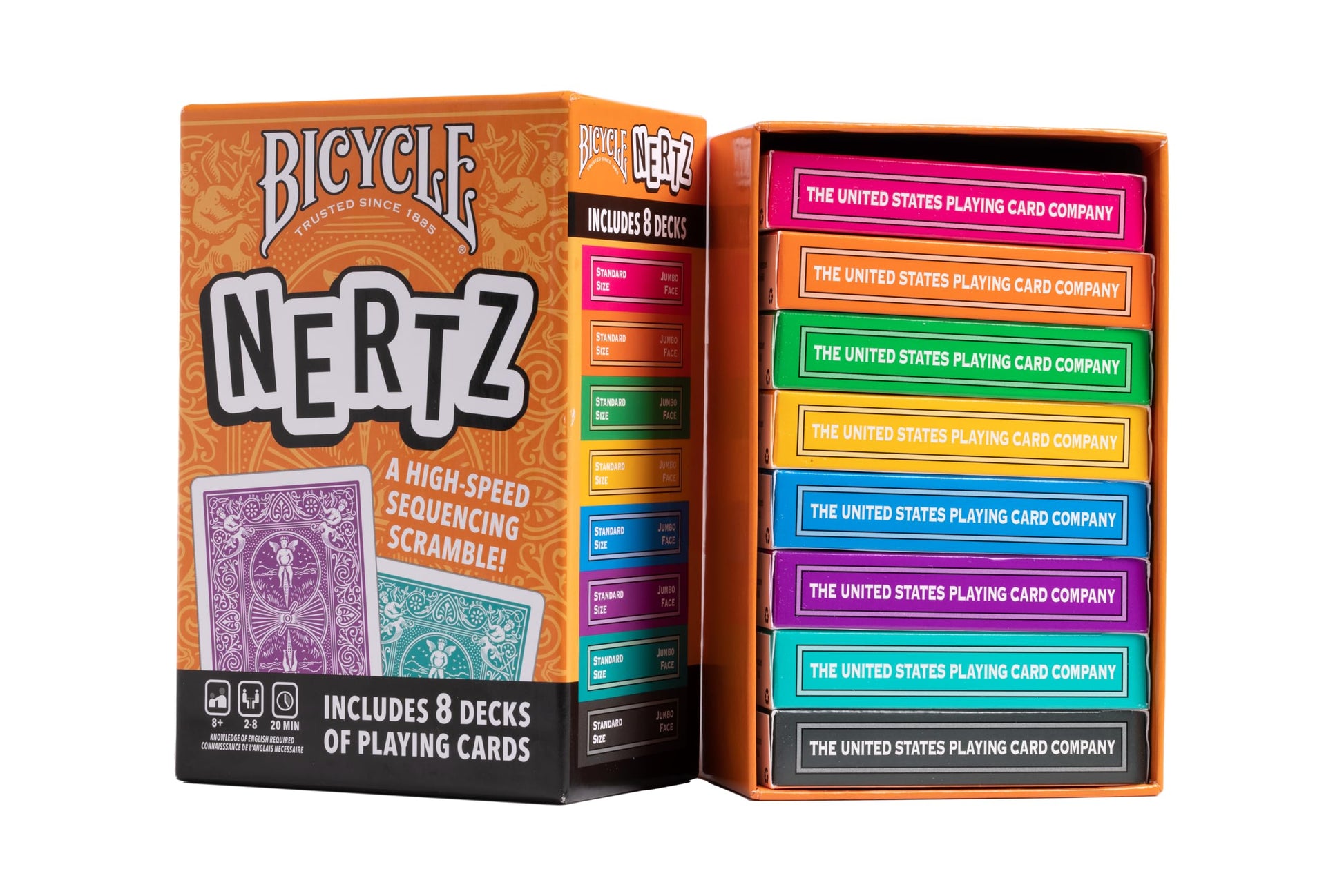 Bicycle Nertz Card Game (Solitaire) , 8 Decks of Jumbo Index Playing Cards, Fast-Paced Multiplayer Family Card Game for Kids and Adults, Classic