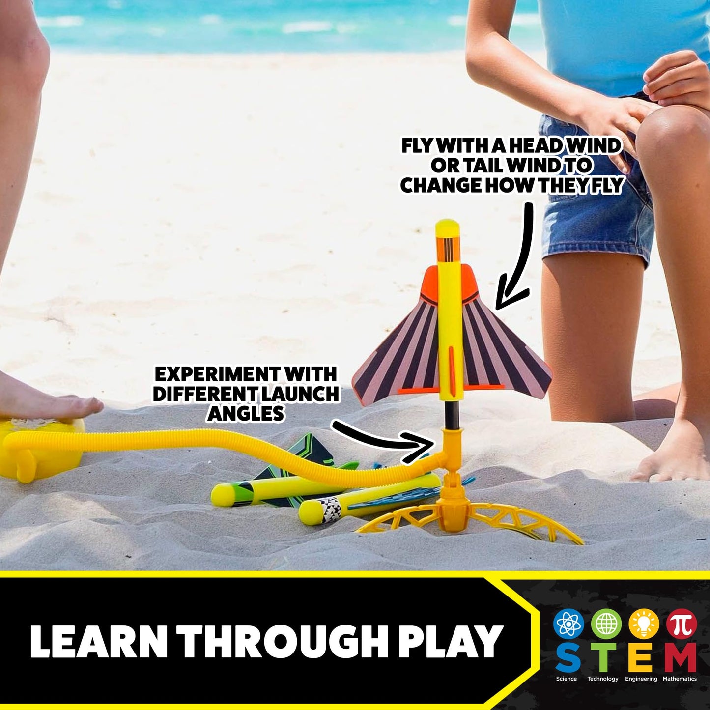 Stomp Rocket Stunt Plane Rocket Launcher Toy for Kids - 3 Foam Airplane Toy