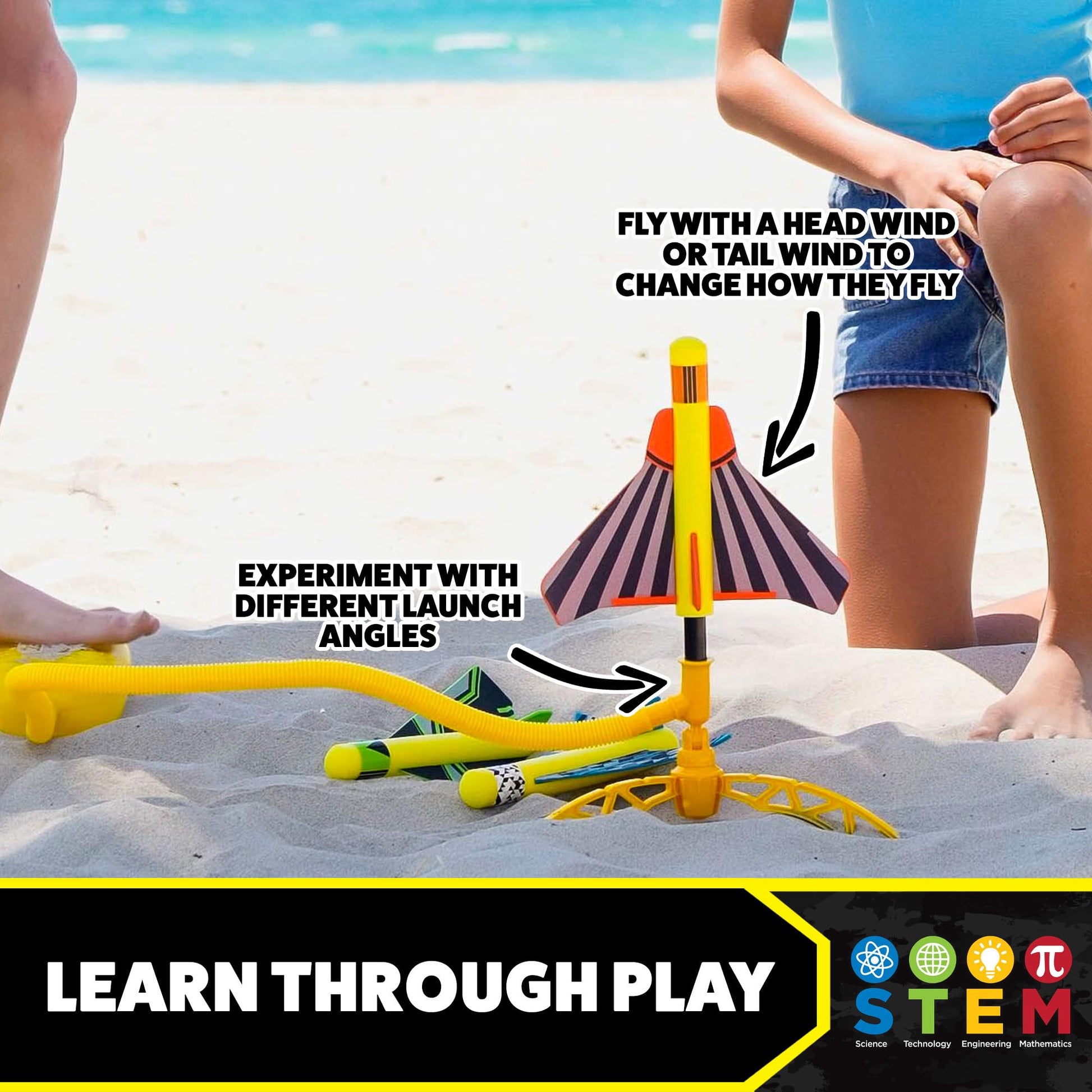 Stomp Rocket Stunt Plane Rocket Launcher Toy for Kids - 3 Foam Airplane Toy