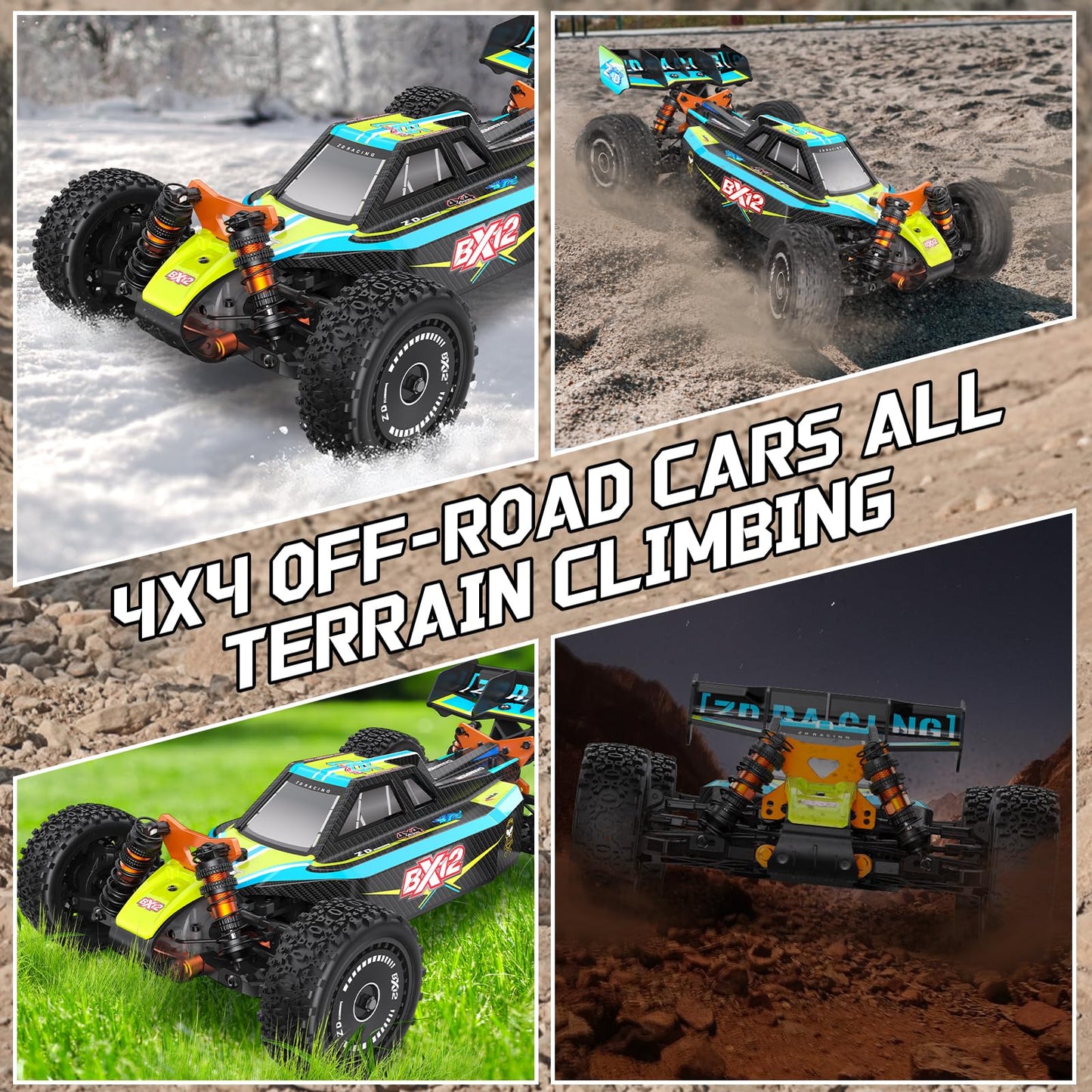 AINIUNIU ZD Racing 1:12 Brushless Fast Rc Cars for Adults Fast 42 MPH,Off Road Rc Car 4X4,Remote Control Car for Adults 4WD High Speed Racing RC Buggy