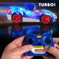NKOK Sonic Glow Racer RC Car w/Turbo Boost | Ready-to-Run 1/16 Scale | Light-Up Body, USB Rechargeable AA Batteries