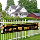 Large Happy 50th Birthday Decoration Banner, Black and Gold Happy 50th Birthday Banner Sign, 50th Birthday Party Decorations Supplies(9.8x1.6ft)