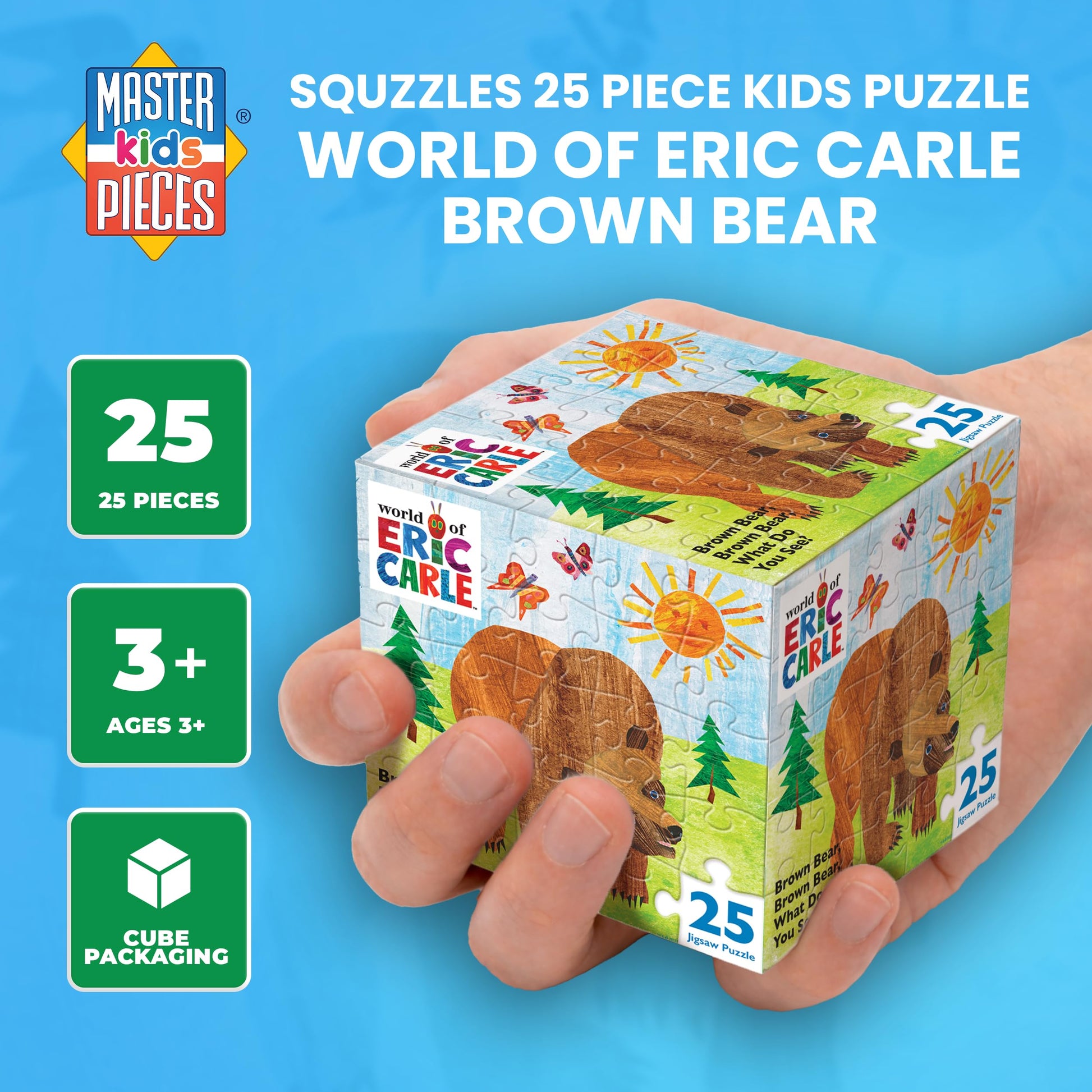 MasterPieces World of Eric Carle - Brown Bear 25 Piece Jigsaw Puzzle - Jigsaw Puzzle with Vibrant Artwork and Durable Pieces - Fun Family Activity