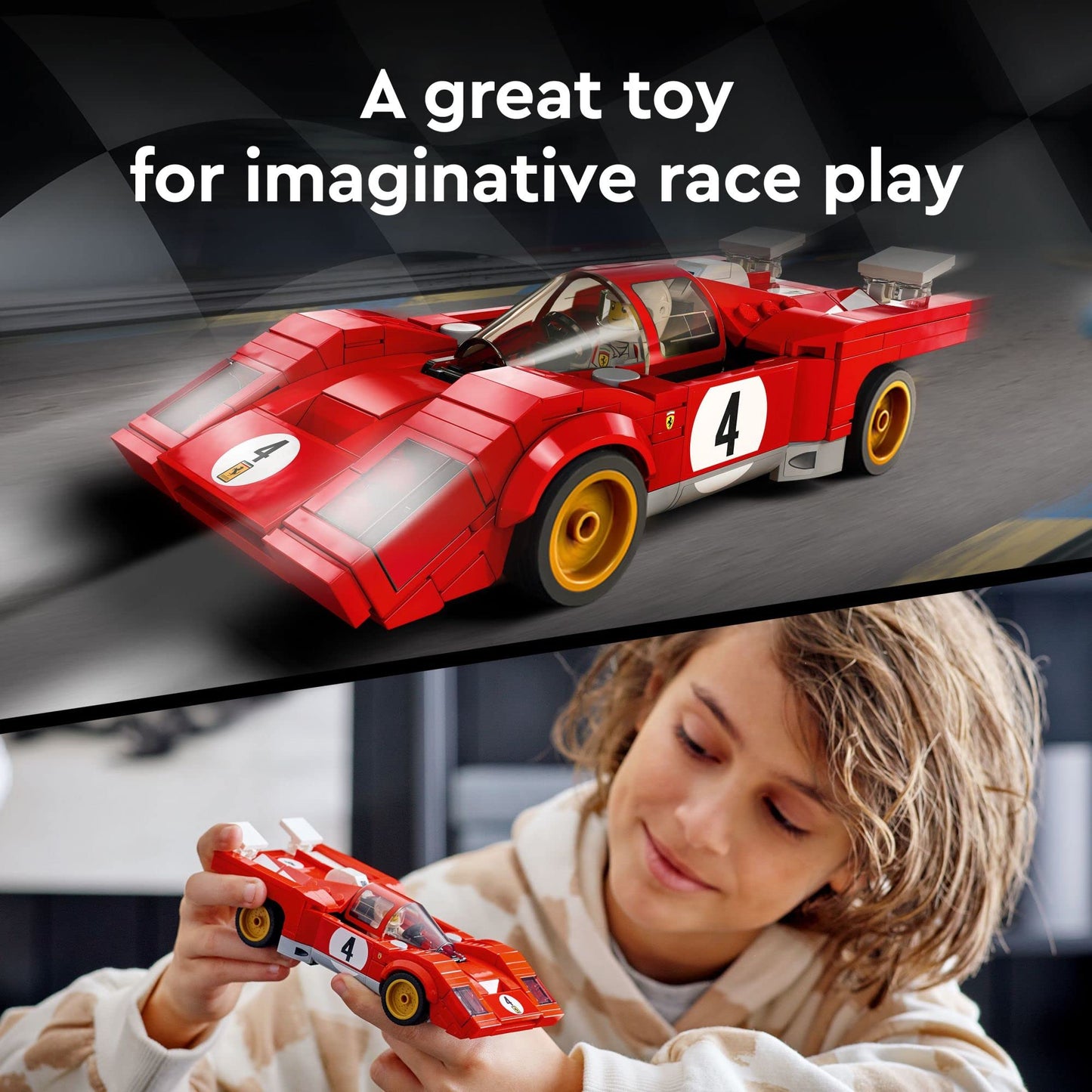 LEGO Speed Champions 1970 Ferrari 512 M 76906 Building Set - Sports Red Race Car Toy, Collectible Model Building Set with Racing Driver Minifigure