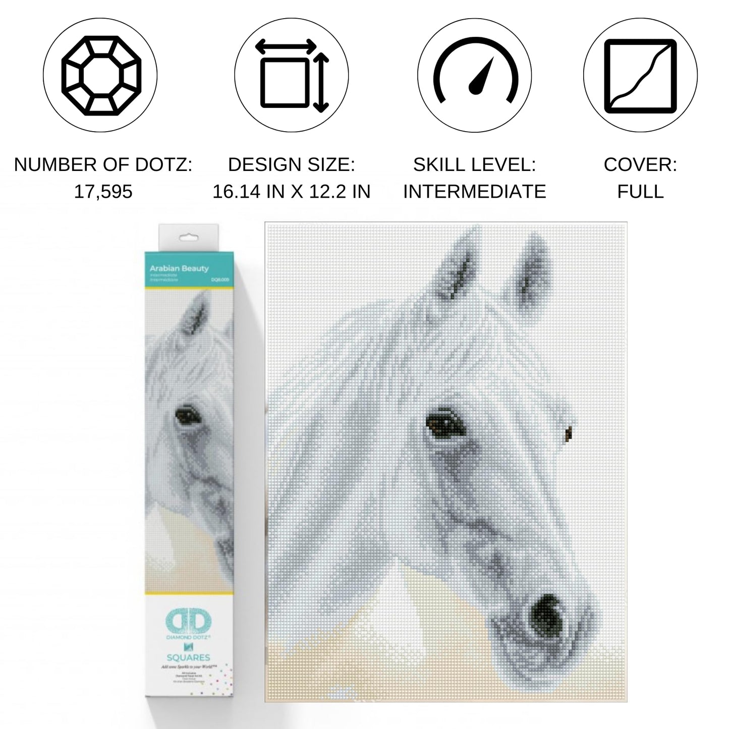 DIAMOND DOTZ Arabian Beauty Horse Diamond Painting Kits for Adults - Diamond Art Kits a Relaxing Creative Craft Kit with Dotz Gems 12.2"x16.1"