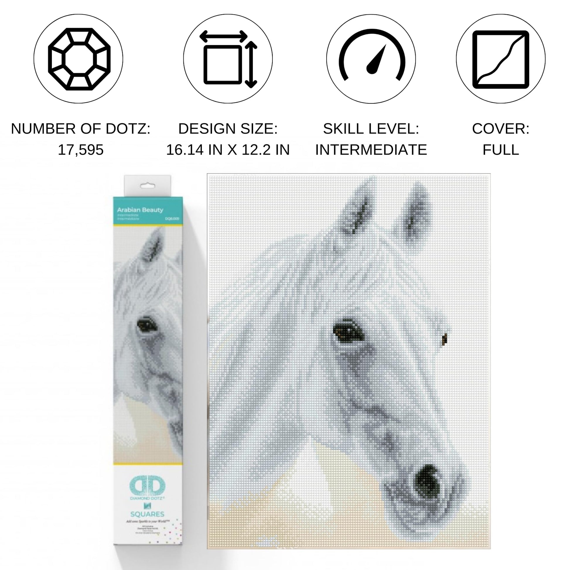 DIAMOND DOTZ Arabian Beauty Horse Diamond Painting Kits for Adults - Diamond Art Kits a Relaxing Creative Craft Kit with Dotz Gems 12.2"x16.1"