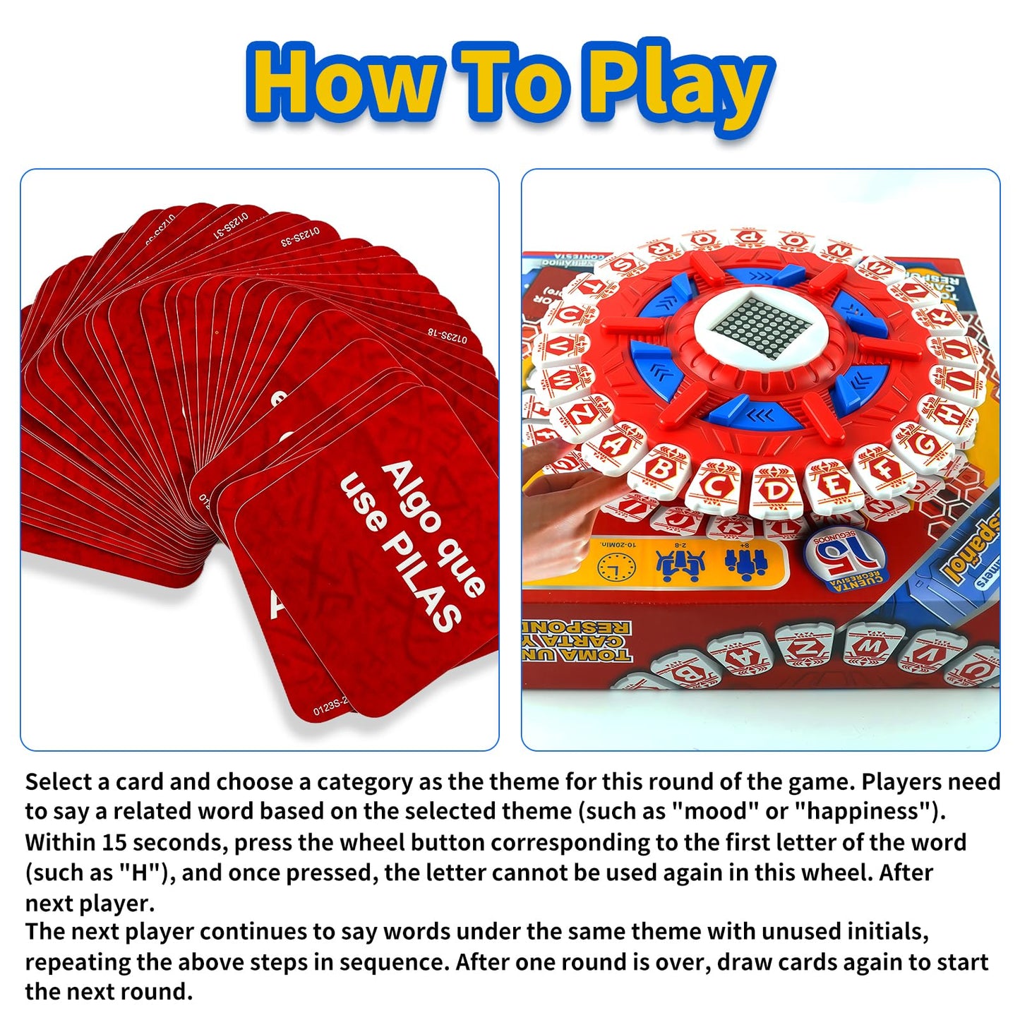 rytopt Juegos De Mesa, Juegos De Mesa En EspañOl, 24 Letters, 2-8 Players, 15-20 Minute Play Time, Board Games, Challenge Educational Vocabulary
