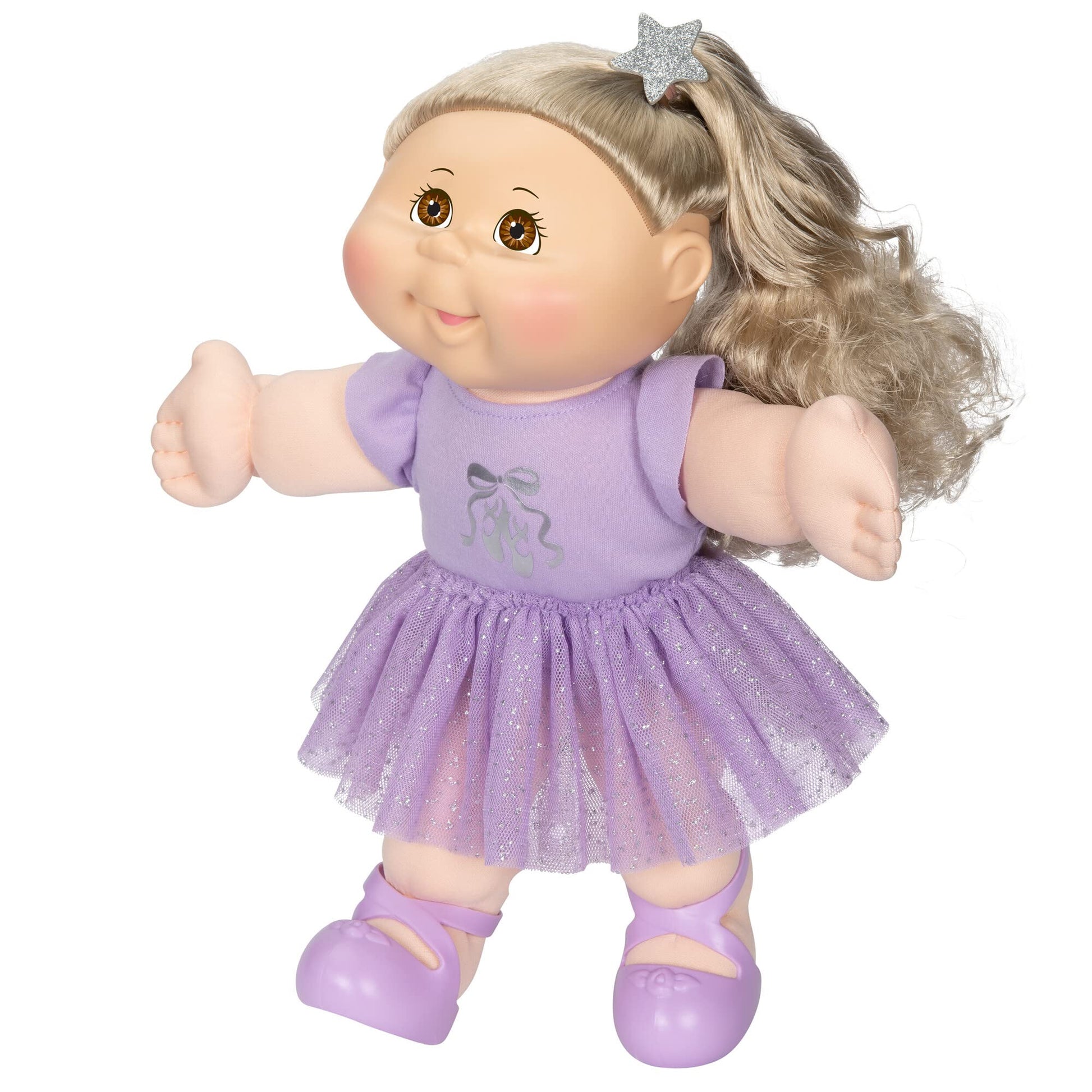 Cabbage Patch Kids Costume Kid, Ballerina Girl, 14 Inch CPK Doll with Removable Fashion and Accessories - Lavender Sparkly Tutu, Ballet Shoes, Brown