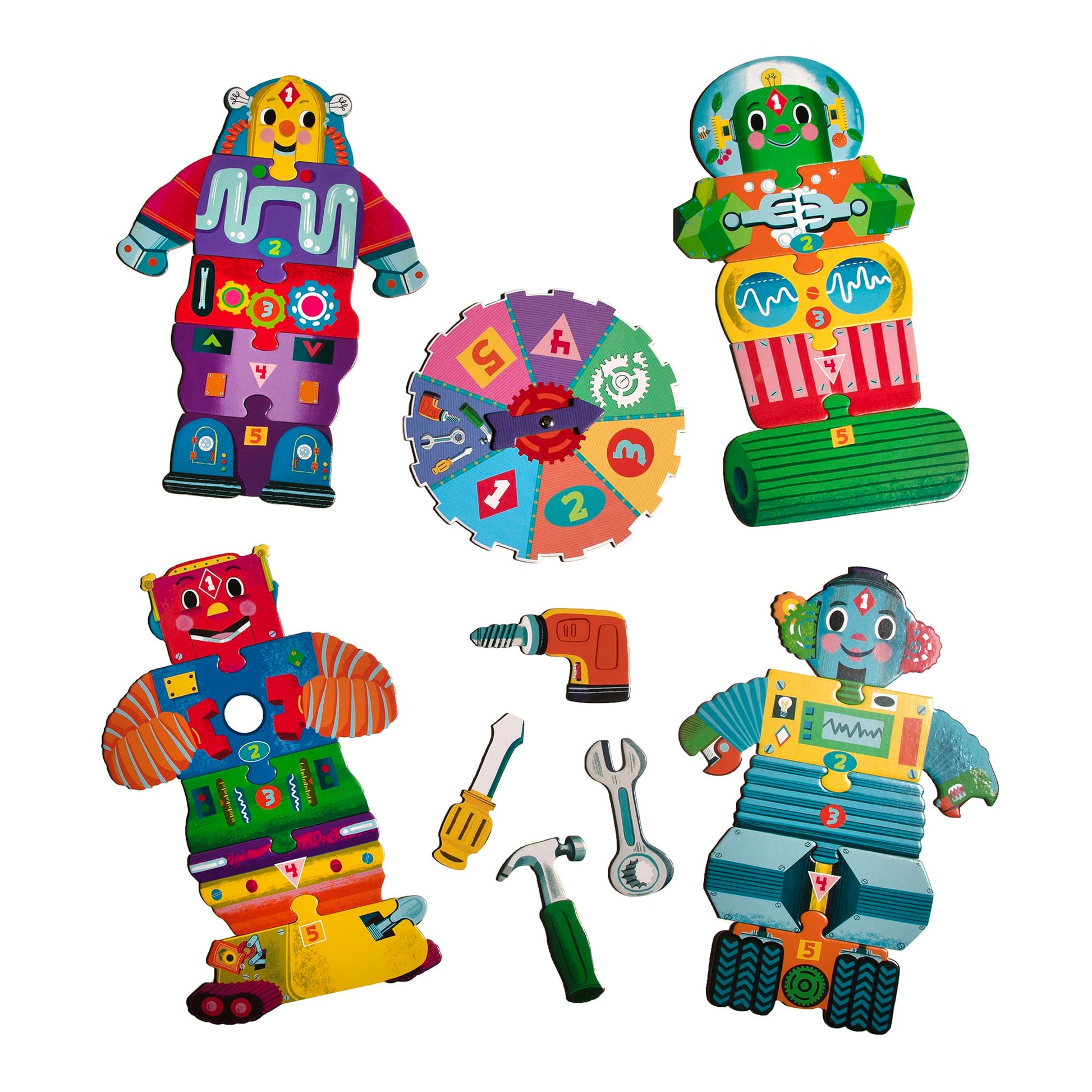 eeBoo Build a Robot Spinner Game, Matching Game, Ages 3+, 2-4 Players