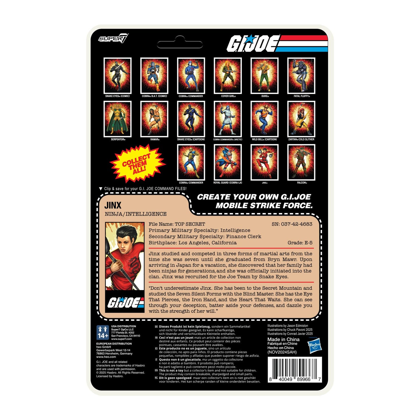 Super7 Reaction+ G.I. Joe Jinx (Movie Collection) - 3.75" G.I. Joe Action Figure with Accessories - Classic Cartoon Collectibles and Retro Toys