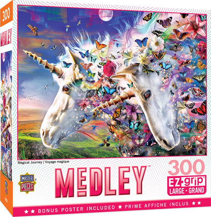 Masterpieces 300 Piece EZ Grip Jigsaw Puzzle - Unicorns & Butterflies - 18"x24"