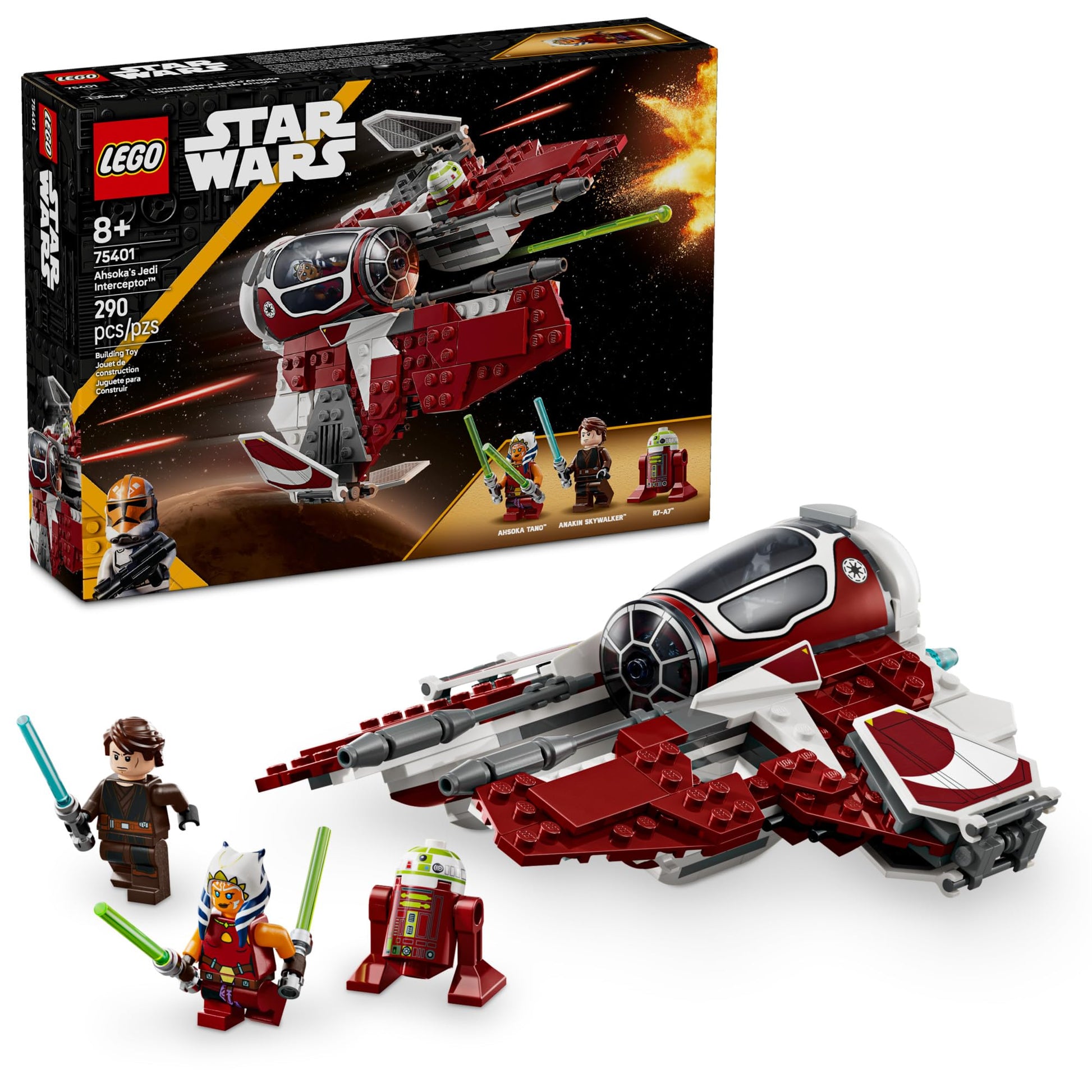 LEGO Star Wars: The Clone Wars Ahsoka's Jedi Interceptor Spaceship Building Toy - Kids Star Wars Toy for Boys and Girls, Ages 8+ - Gift Idea for