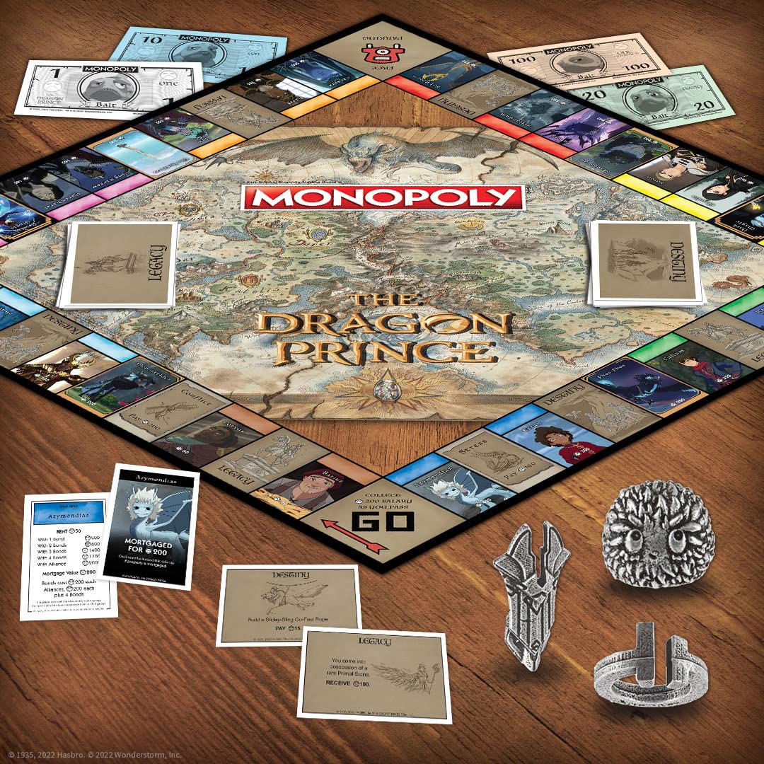 Monopoly: The Dragon Prince | Buy, Sell, Trade Characters Such as Ezran, Rayla, and Callum from The Netflix Series | Classic Monopoly Game |