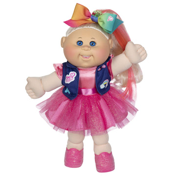 Cabbage Patch Kids, JoJo Siwa Doll, 14”, Plush-Toy, Includes Sparkly Dress, Vest with Patches, Giant Hair Bow - with Birth Certificate, Birthdate
