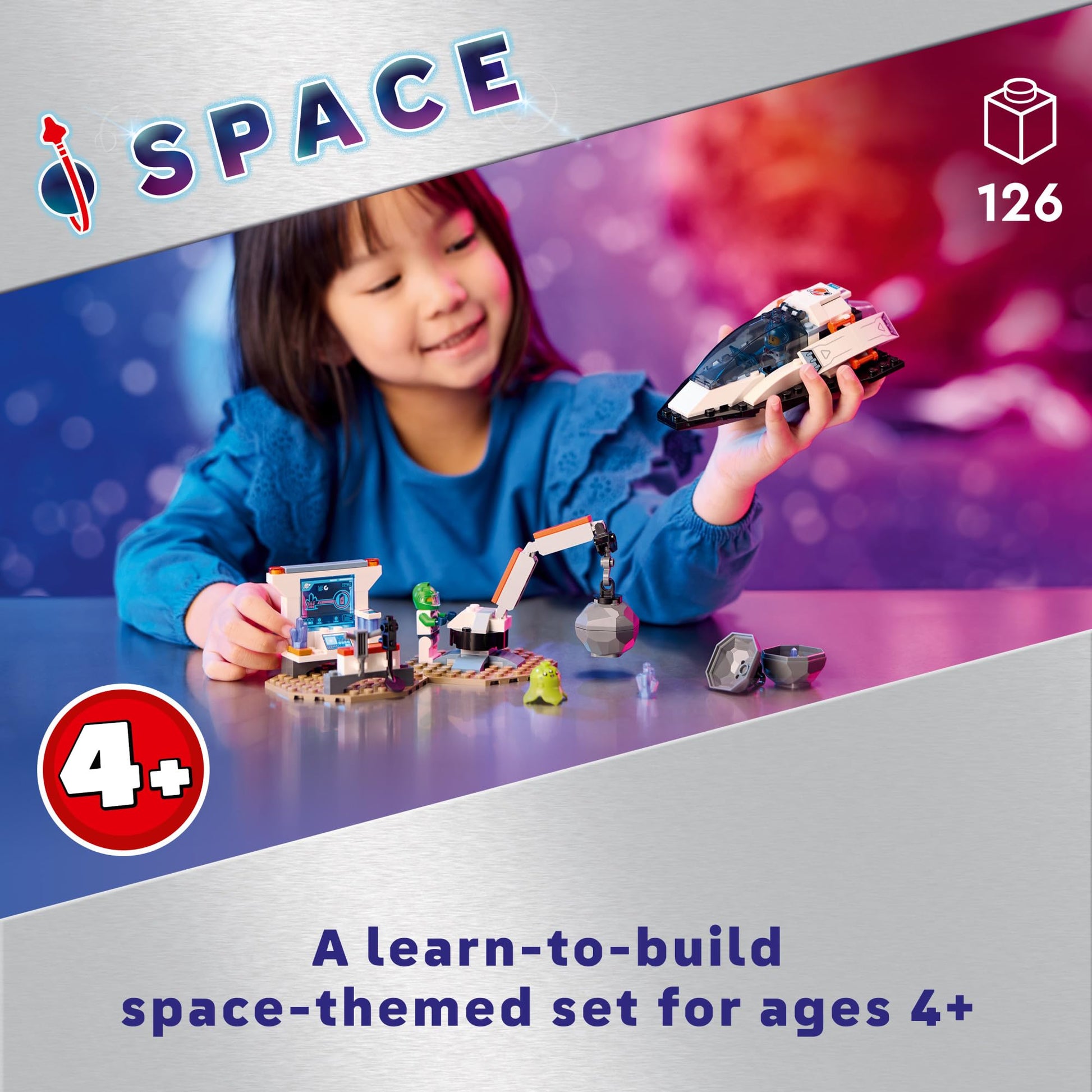 LEGO City Spaceship and Asteroid Discovery Toy Building Set, Gift for Kids Ages 4 Years Old and Up who Love Pretend Play, Includes 2 Space Crew