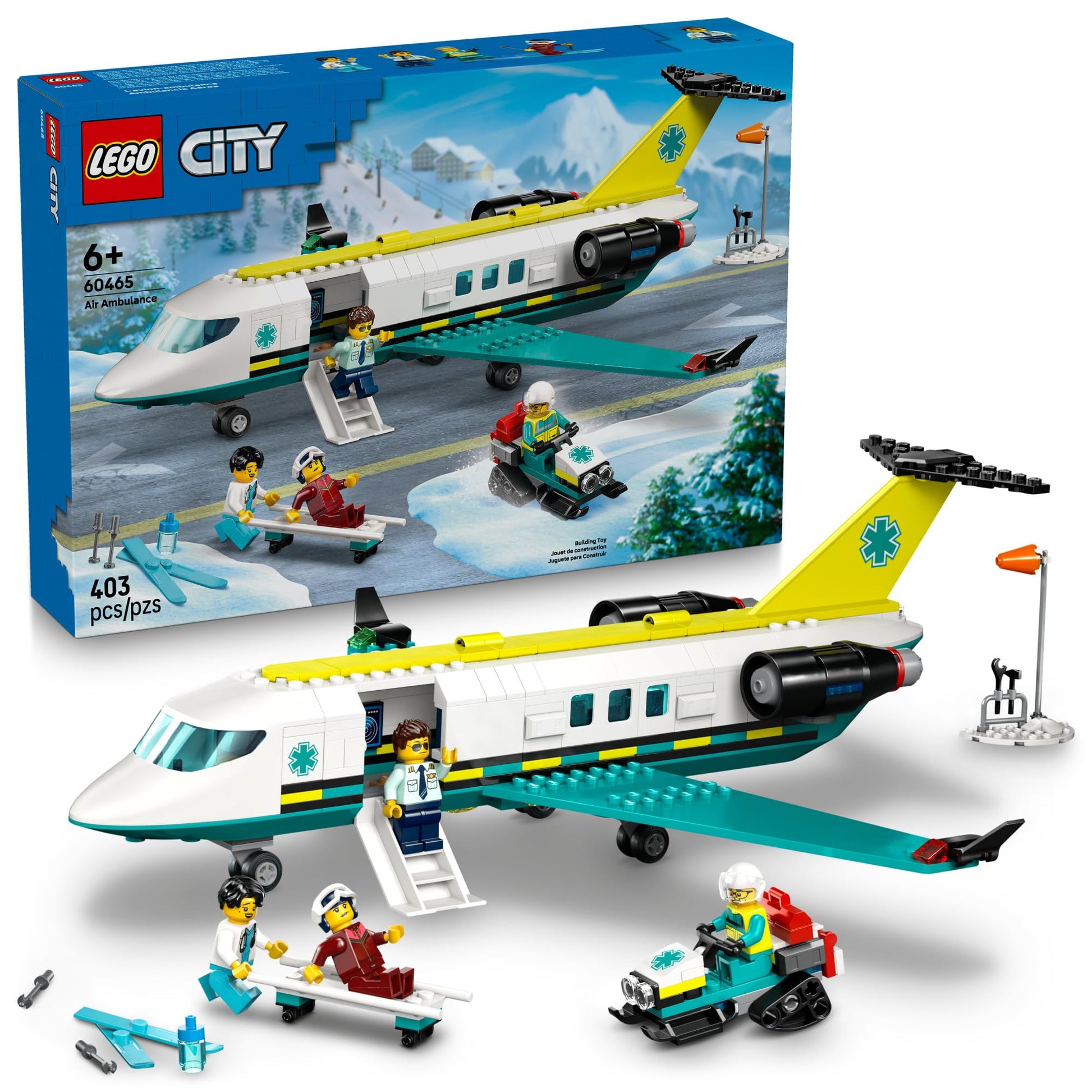 LEGO City Emergency Air Ambulance Airplane Building Toy for Kids - Pretend Play Rescue Airplane Model for Boys & Girls, Ages 6+ - Building Blocks
