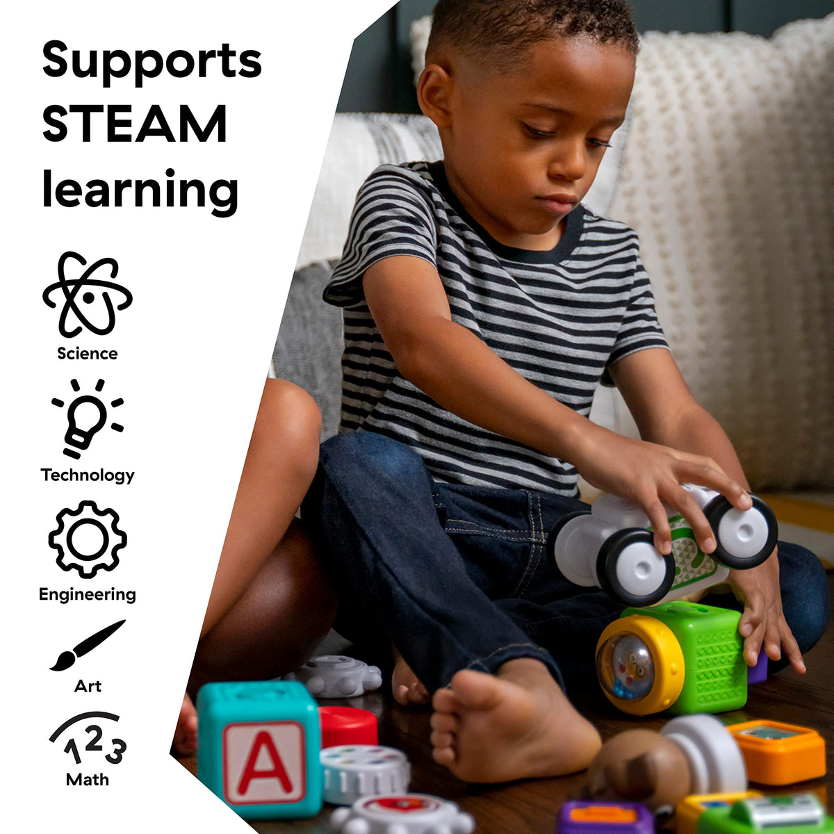 Baby Einstein Connectables 24 Piece STEAM Magnetic Blocks Learning Toys Letters Colors Animals for Baby 6 Months+ Toddler 1 2 3 4 5 Year Old