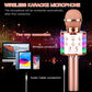 ShinePick Karaoke Microphone, 4 in 1 Wireless Microphone with LED Lights Handheld Portable Karaoke Machine, Home KTV Player, Compatible with Android &