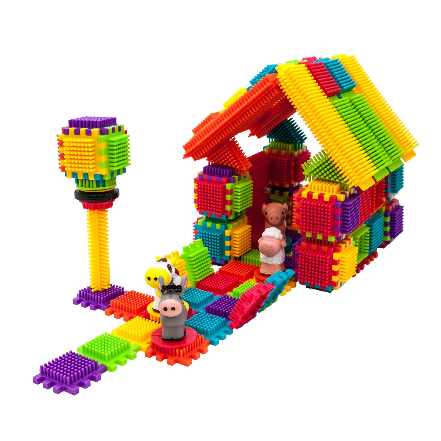 PicassoTiles PTB151 151pcs Hedgehog Lock Block STEM Building Tiles Truck Theme Set Learning Playset STEM Toy Set Educational Kit Child Brain