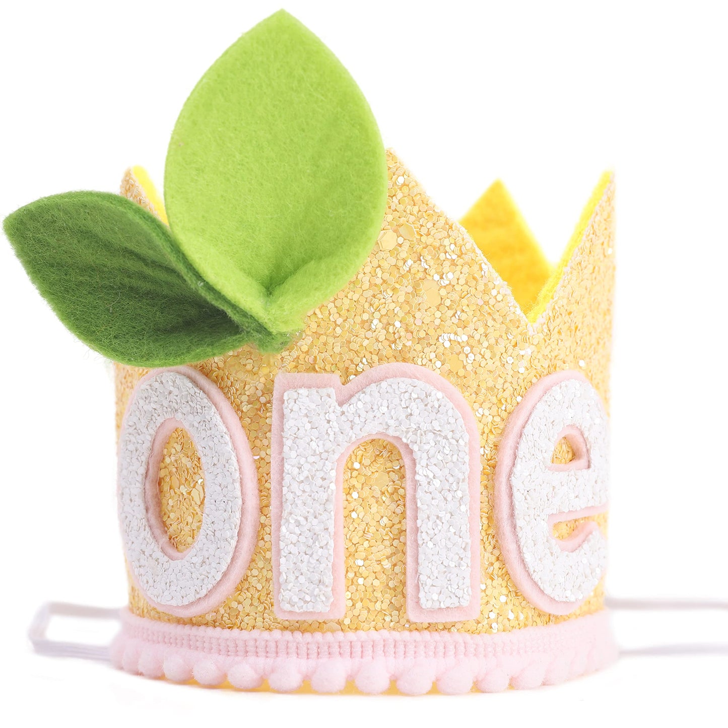 LINLULU Lemon 1st Birthday Crown - Lemon Birthday Decorations, Light Pink And Lemon Yellow Birthday Hat, Birthday Tiara, Cake Smash Props
