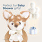 Bearington Collection Baby Lil’ Willow, 5.5 Inch Fawn Plush Stuffed Animal, Soft Baby Rattles and Plush Rings - Toys for Babies