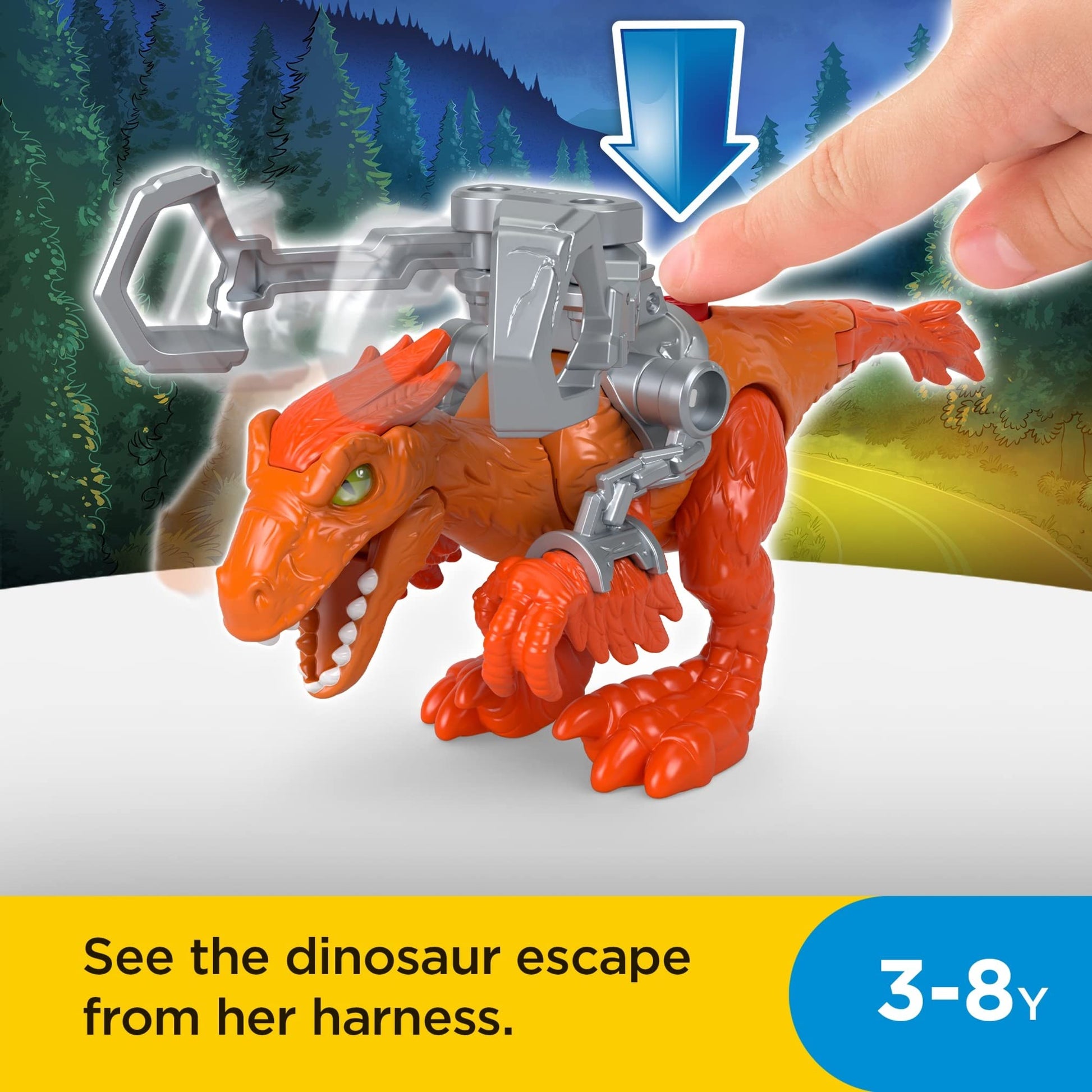 Fisher-Price Imaginext Jurassic World Dominion Pyroraptor Dinosaur Toy with Removable Harness for Preschool Kids Ages 3 and Up