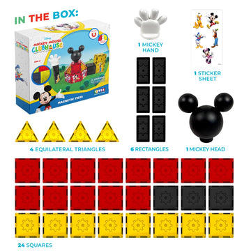 Tytan Toys Official Disney Mickey Mouse Toy Clubhouse Magnetic Tile Set, 37-Piece STEAM Building Toy for Kids 3+, Mickey Mouse Clubhouse Toys