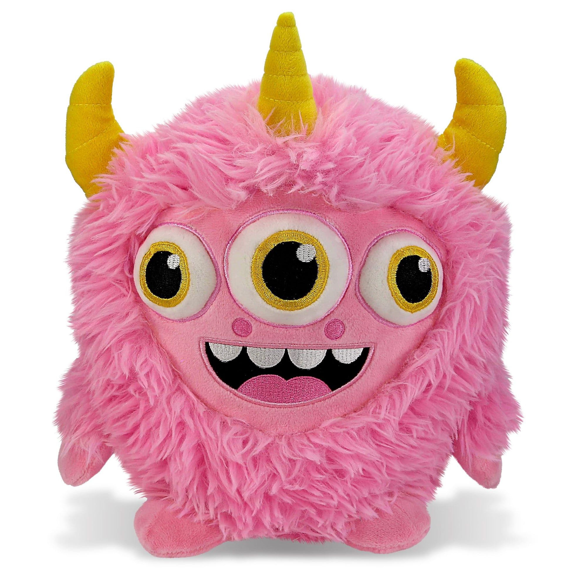 DolliBu Pink Monster Fuzzy Plush - Super Soft Stuffed Animal Monster, Cute Realistic Stuffed Animal Toy for Boys and Girls, Adorable Plush Creature