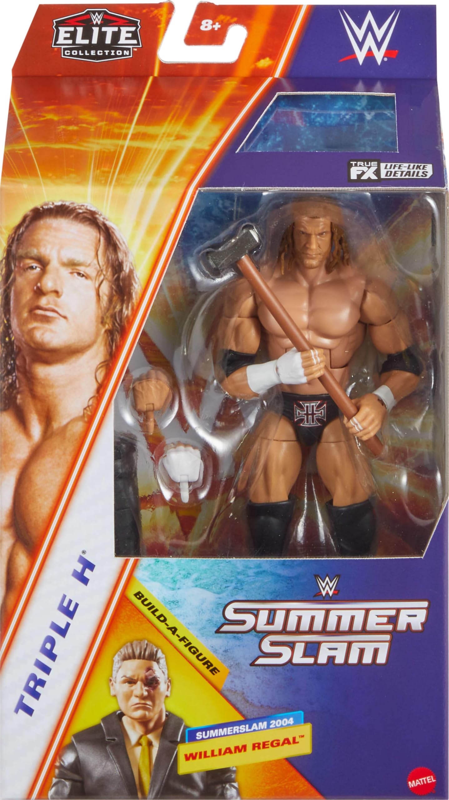 Mattel WWE Elite Collection Action Figure & Accessories, Premium Live Event Triple H Set, SummerSlam with William Regal Build-A-Figure Parts