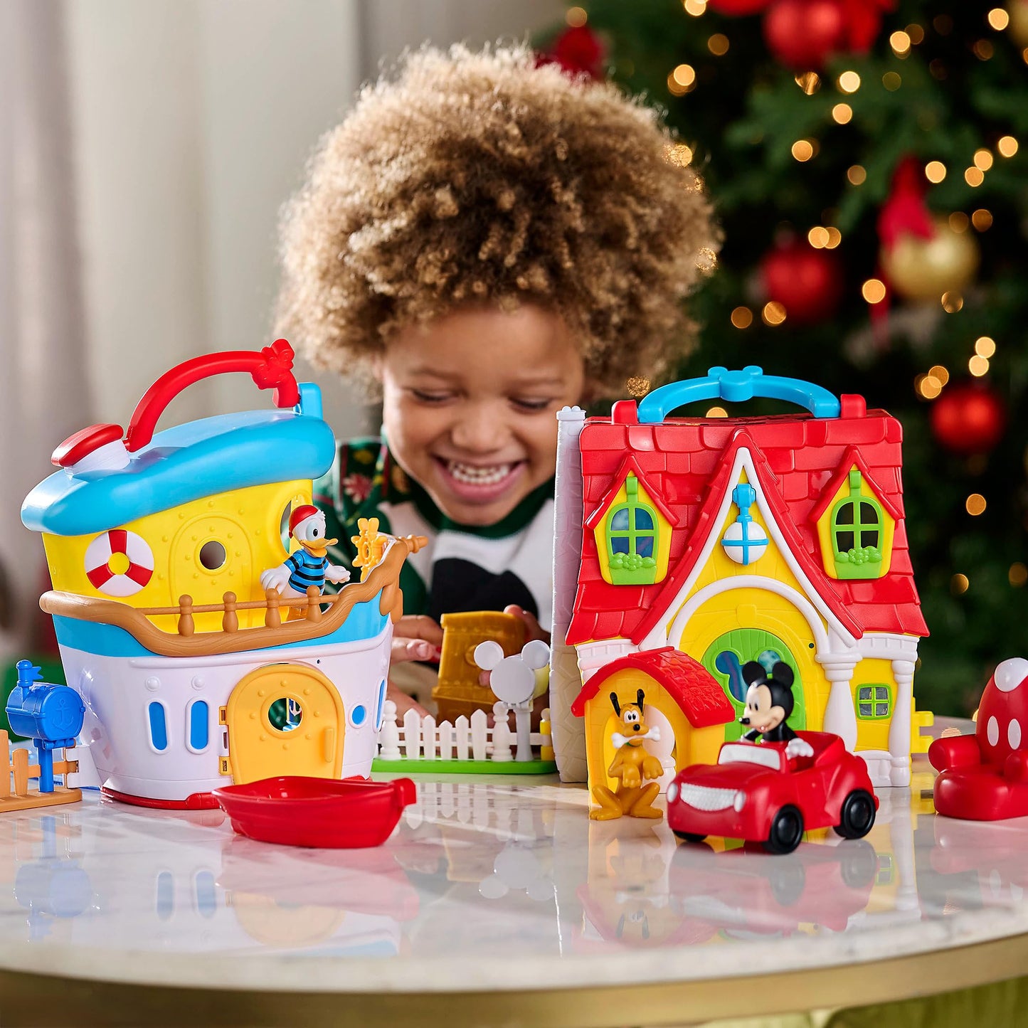 Disney Store Official Mickey Mouse & Donald Duck Playhouse Play Set - Interactive Playhouse Junior Donald Duck Toys - Poseable Figures